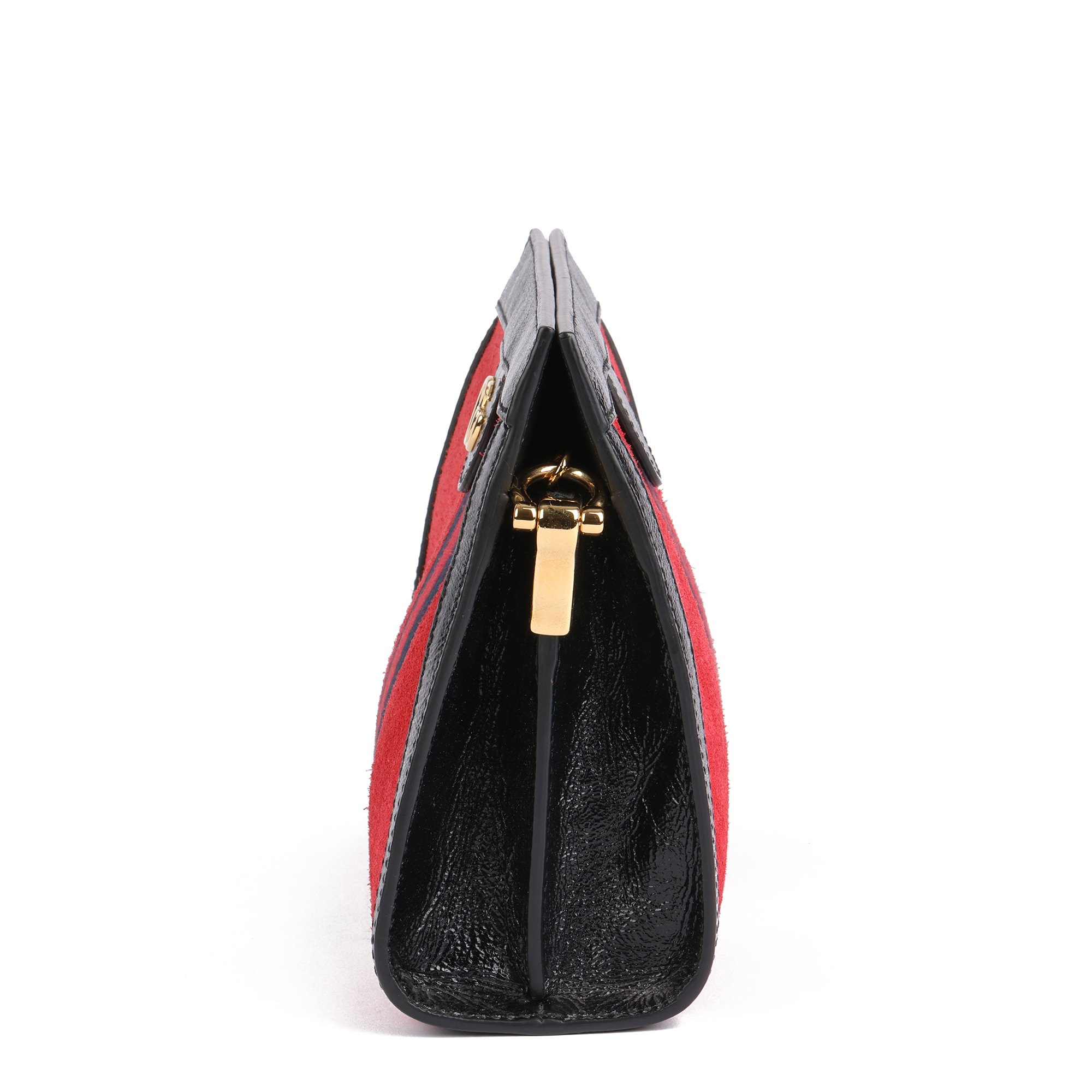 Gucci Red Suede & Black Patent Leather Orphidia Shoulder Bag