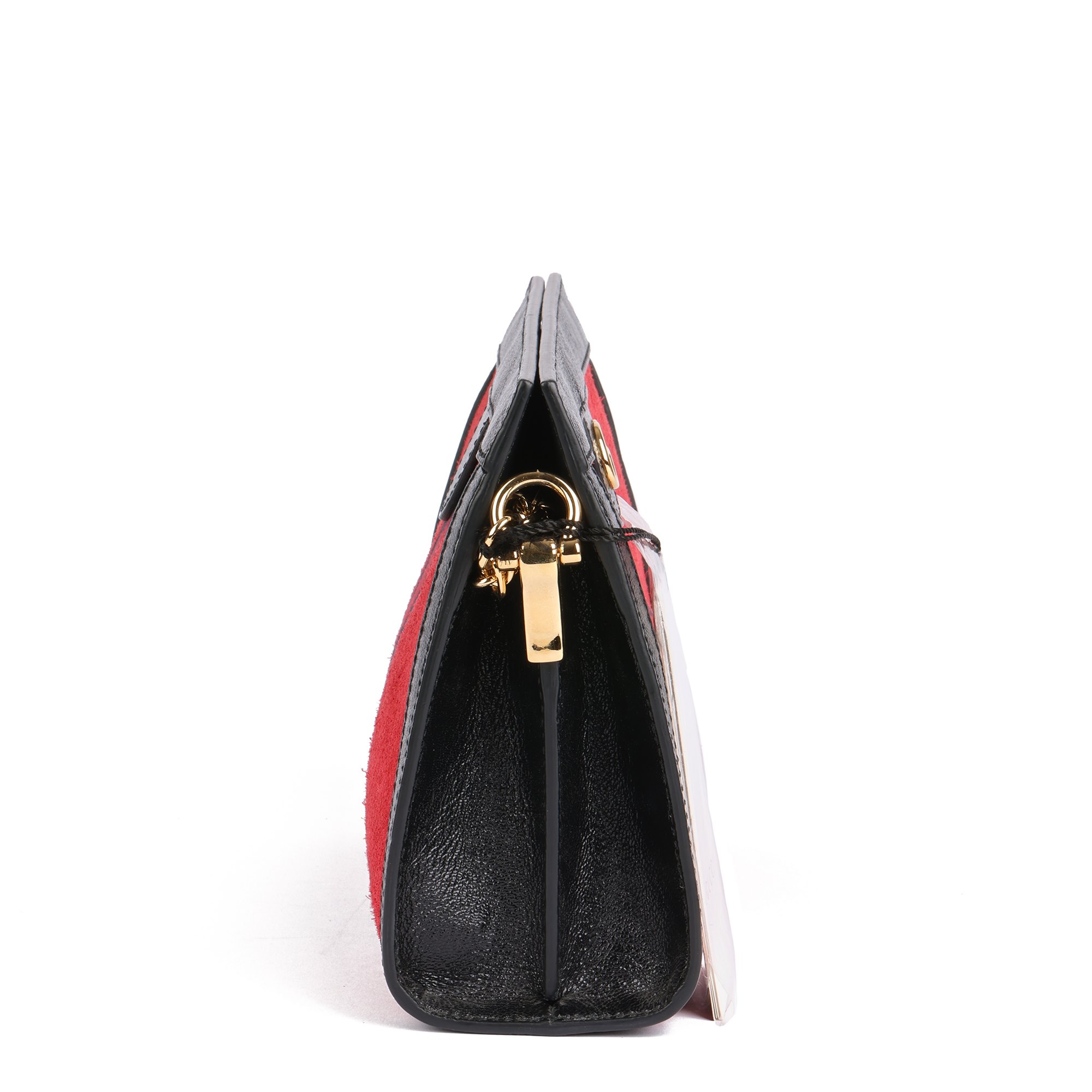 Gucci Red Suede & Black Patent Leather Orphidia Shoulder Bag