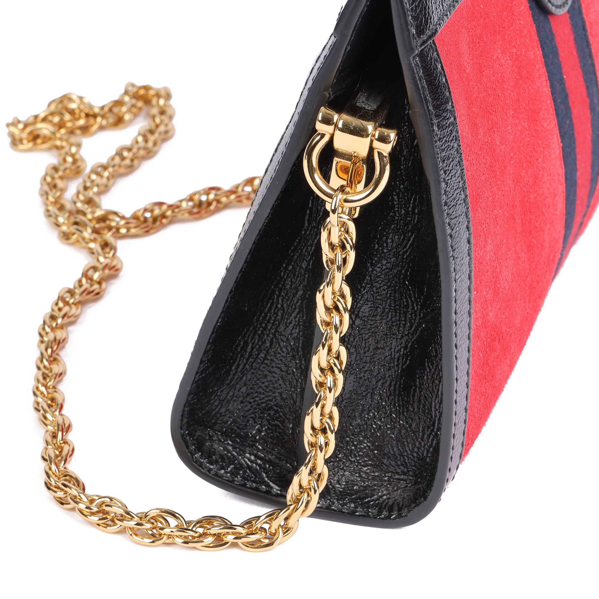 Gucci Red Suede & Black Patent Leather Orphidia Shoulder Bag