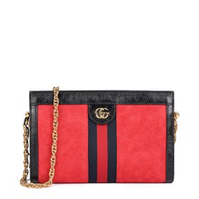 Gucci Red Suede & Black Patent Leather Orphidia Shoulder Bag