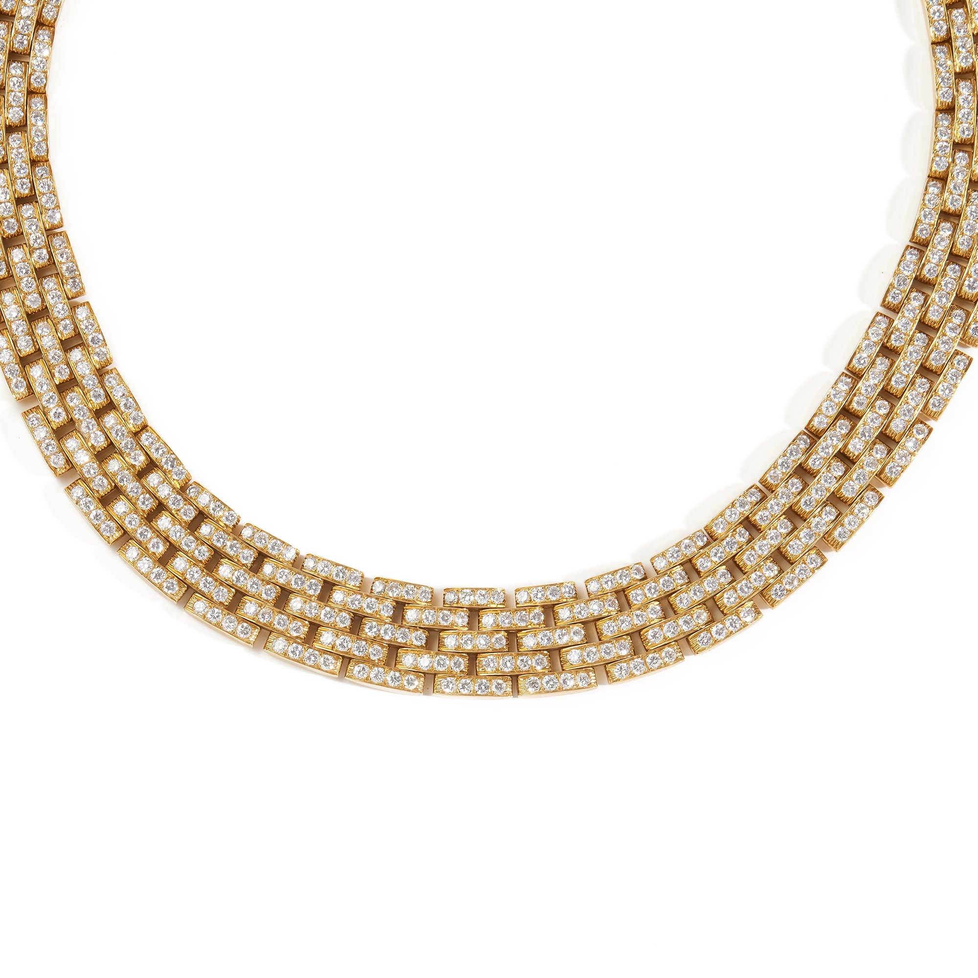 Cartier Maillon Panthere 5 Row Diamond Paved Necklace