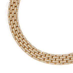 Cartier Maillon Panthere 5 Row Diamond Paved Necklace