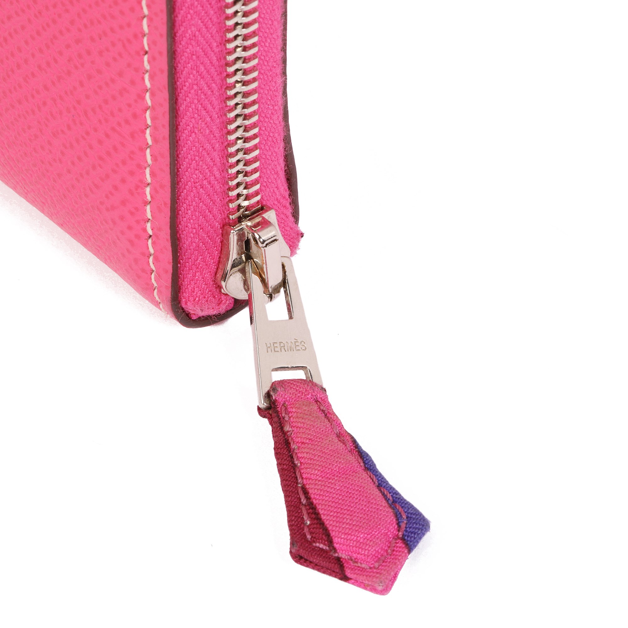 Hermès Rose Tyrien Epsom Leather Silk'In Classique Long Wallet
