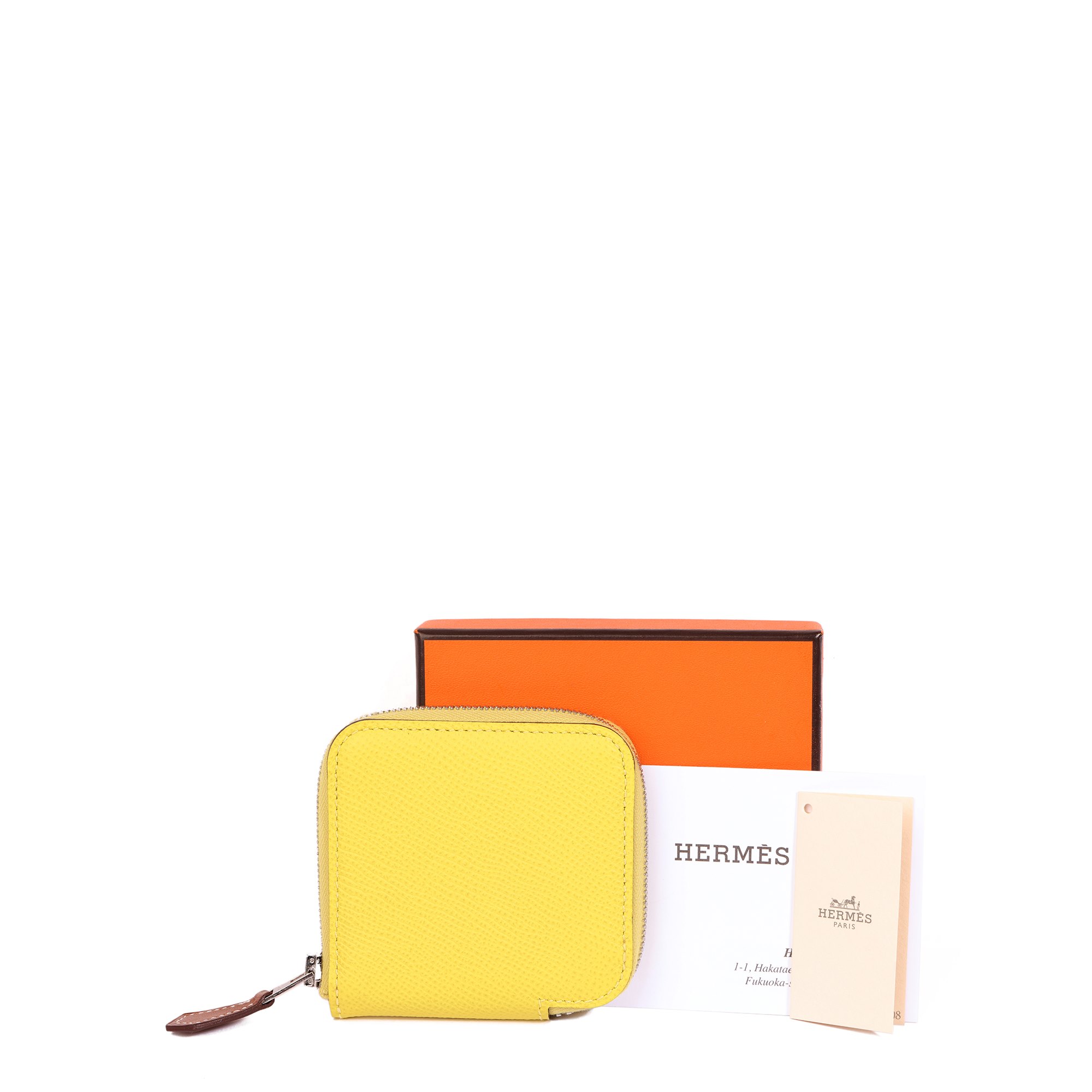 Hermès Lime Epsom Leather Silk'In Classique Coin Purse