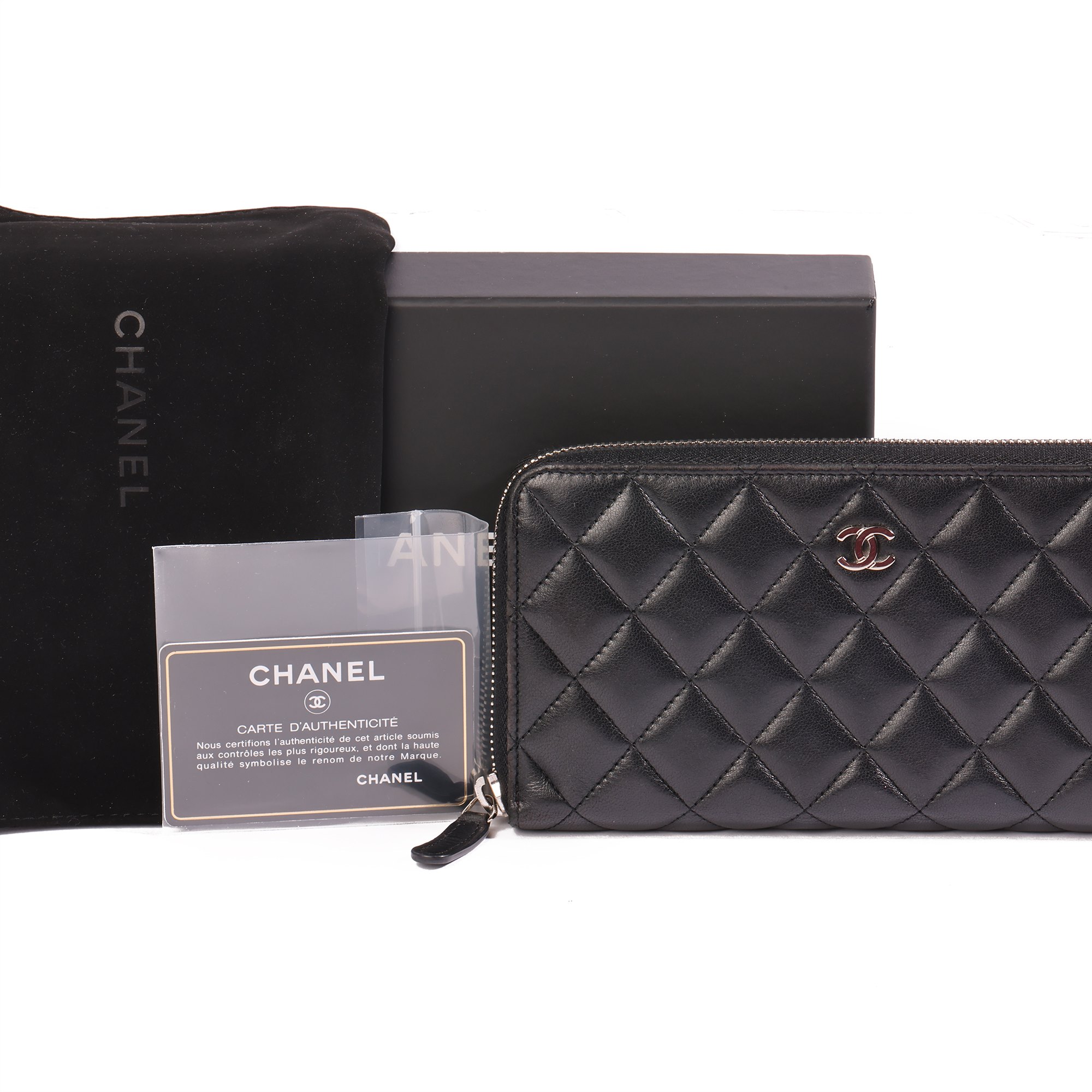 Chanel Black Quilted Lambskin Classic Long Zipped Wallet