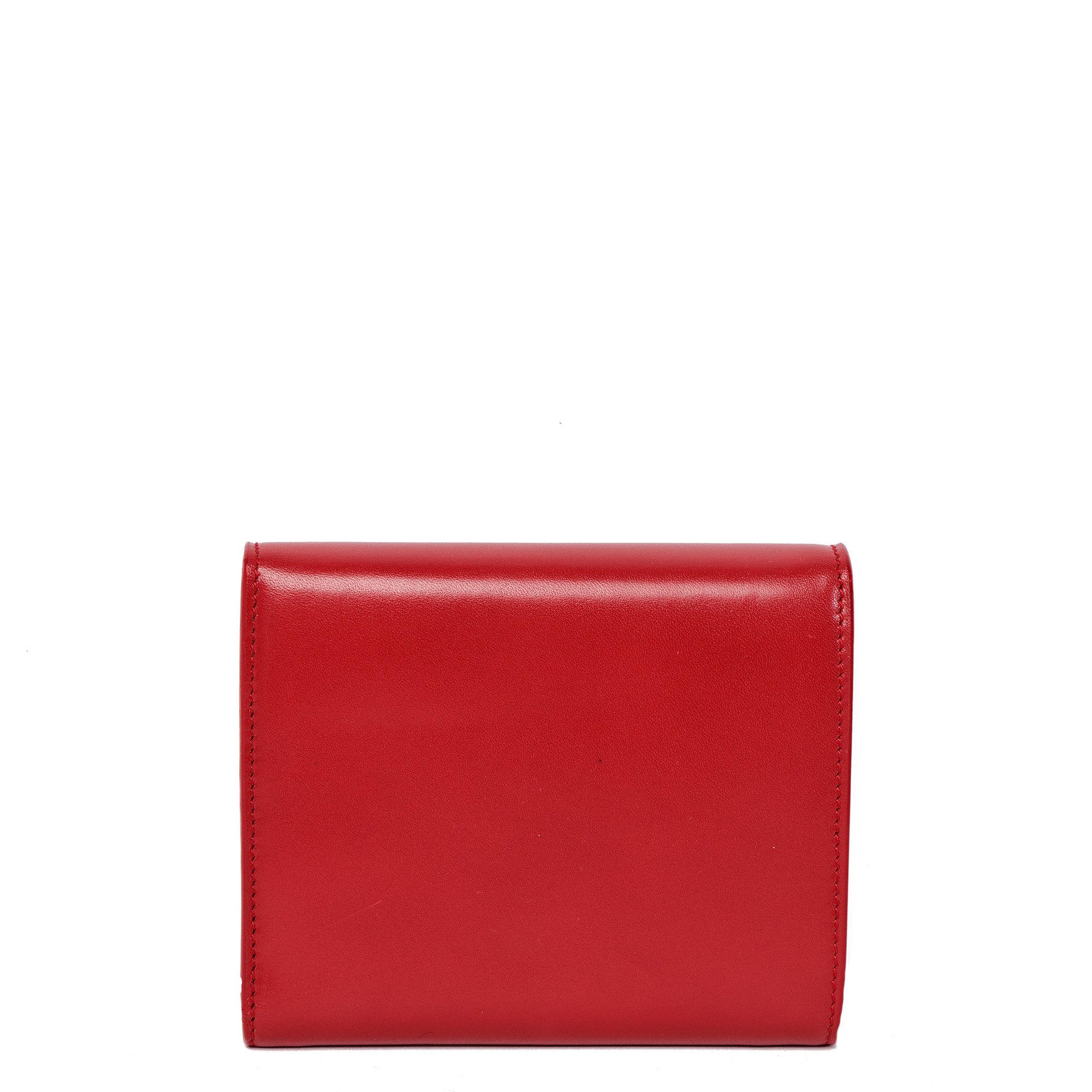 Saint Laurent Rouge Orient Shiny Smooth Leather Bi-fold Compact Wallet