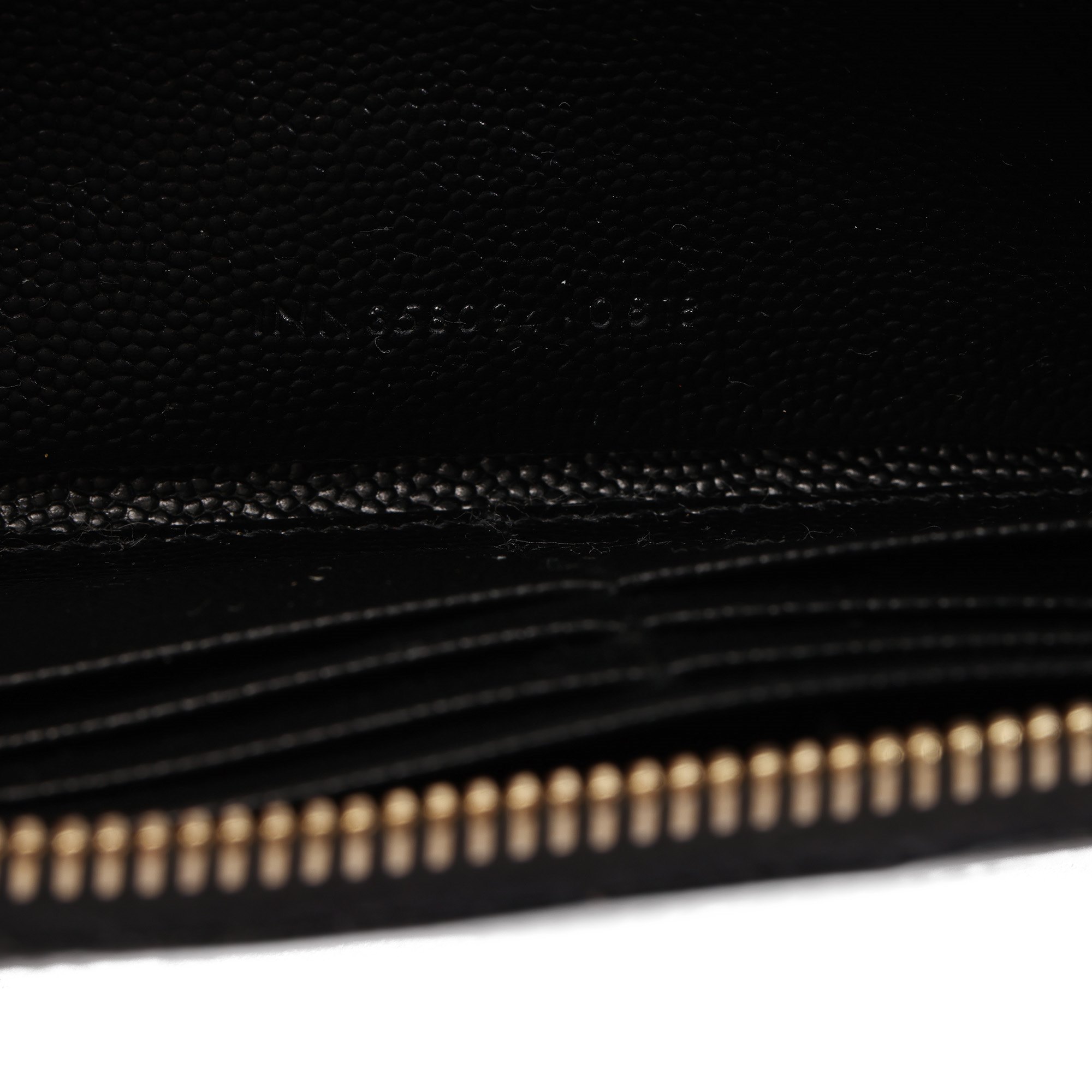 Saint Laurent Black Grain De Poudre Embossed Leather Cassandre Matelassè Zip Around Wallet