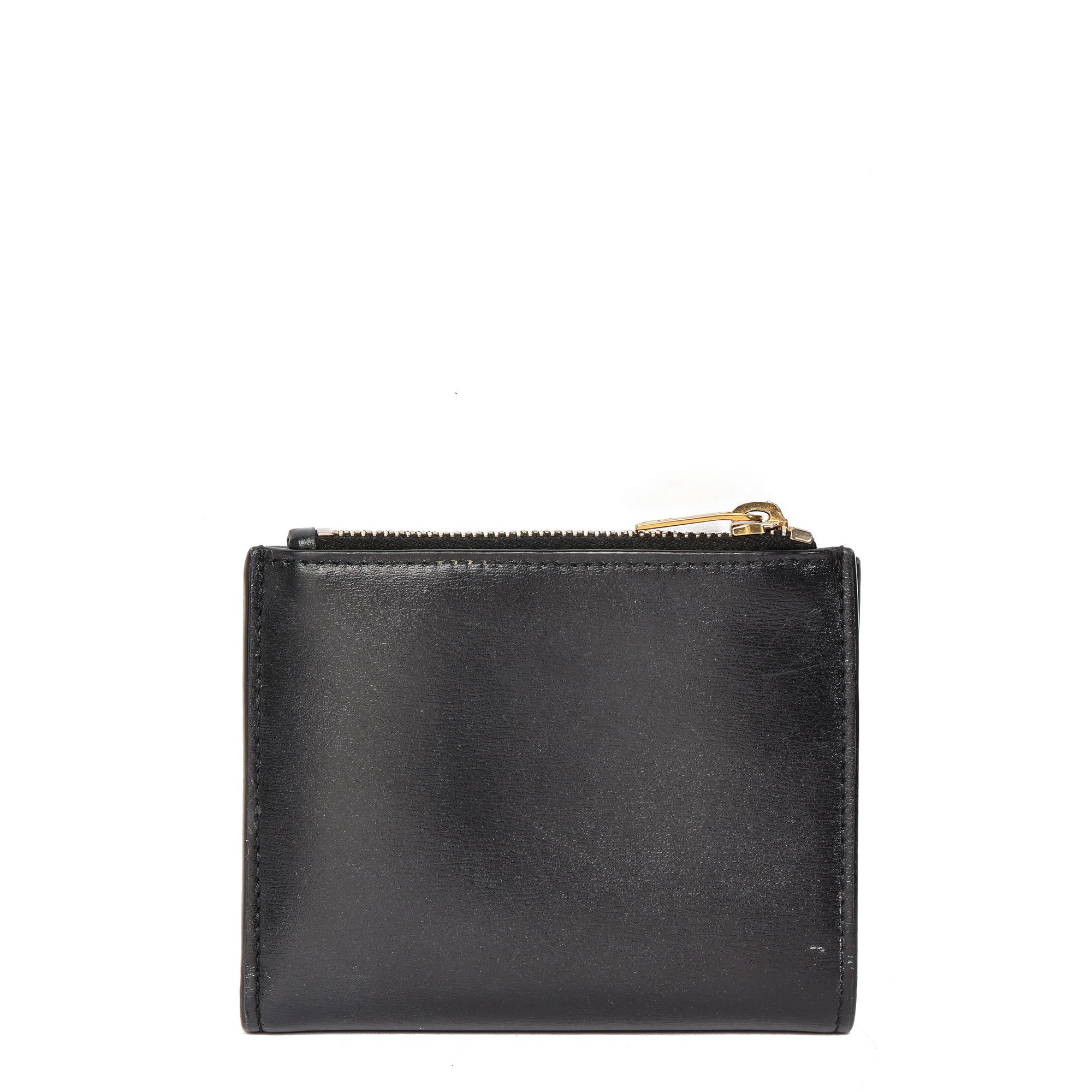 Saint Laurent Black Grained Leather TIny Cassandre Bi-fold ID Wallet