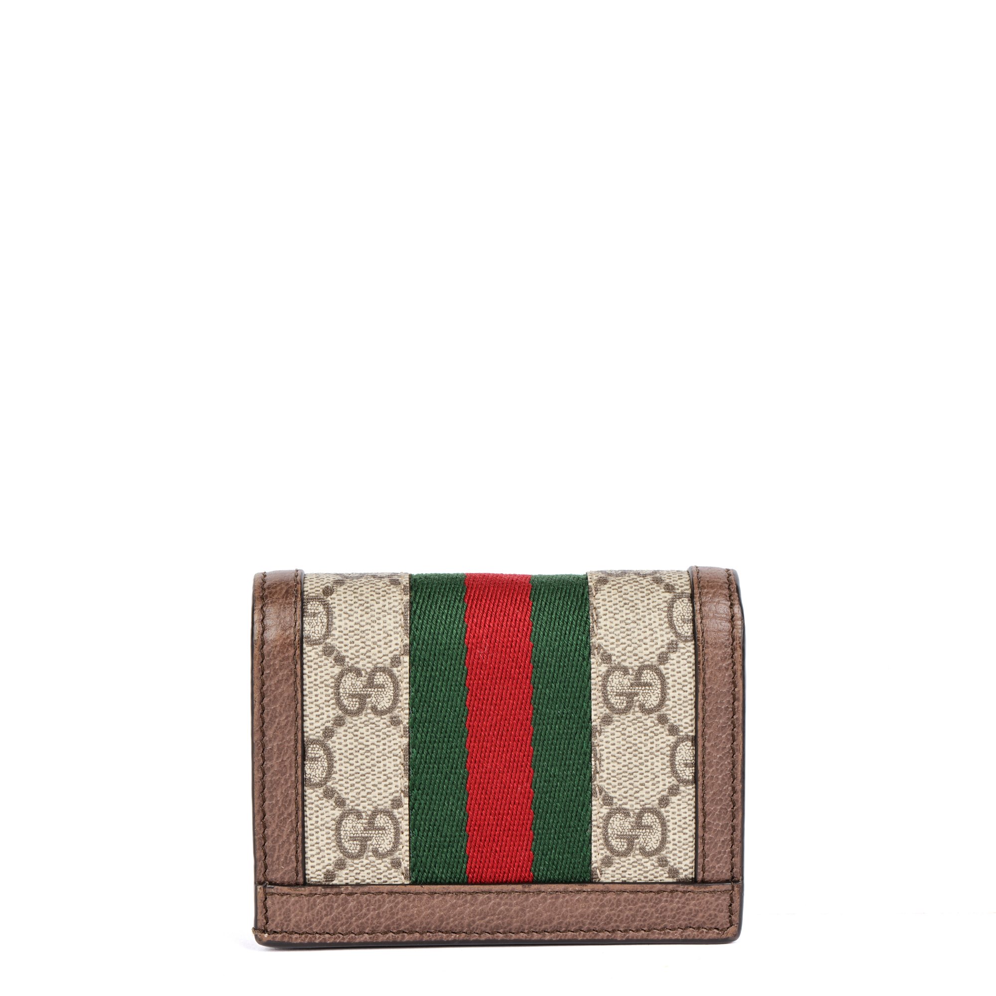 Gucci Beige, Ebony & Brown GG Supreme Canvas and Leather Ophidia GG Card Case Wallet