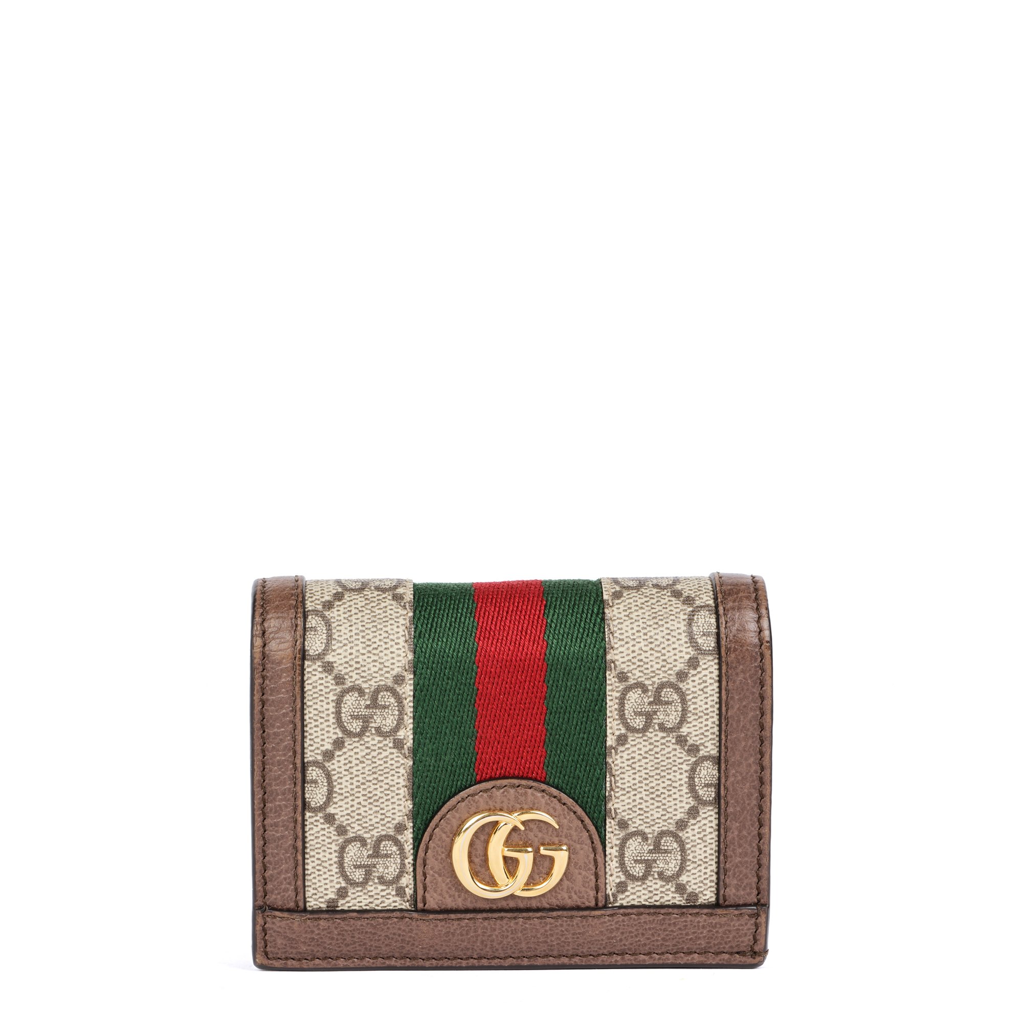 Gucci Beige, Ebony & Brown GG Supreme Canvas and Leather Ophidia GG Card Case Wallet