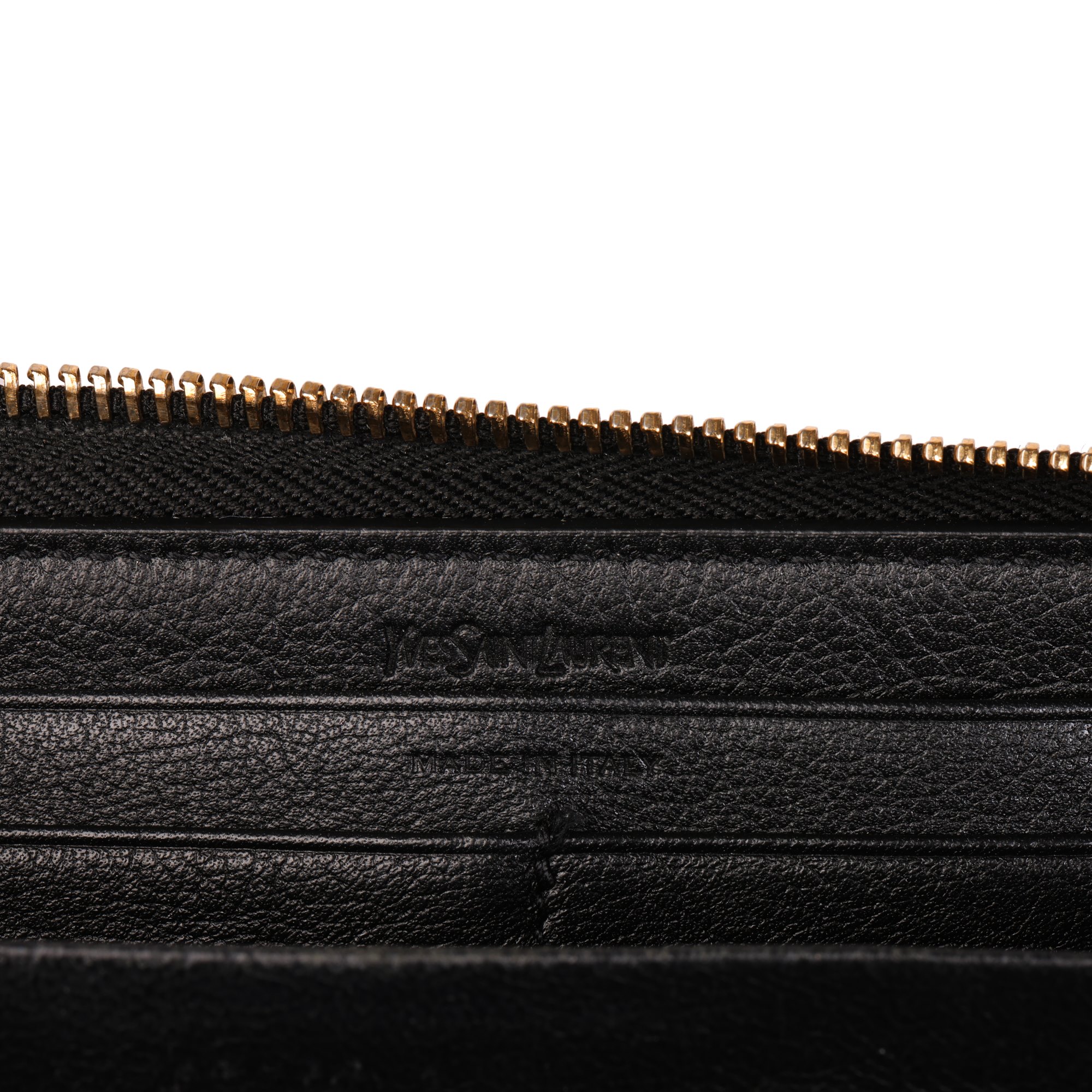 Saint Laurent Black Leather Belle De Jour Zip Around Wallet