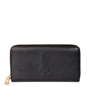 Saint Laurent Black Leather Belle De Jour Zip Around Wallet