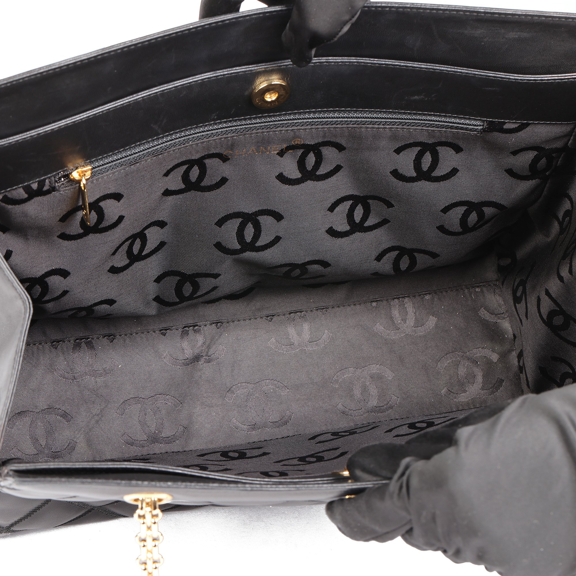 Chanel Black Quilted Lambskin Vintage Classic Tote