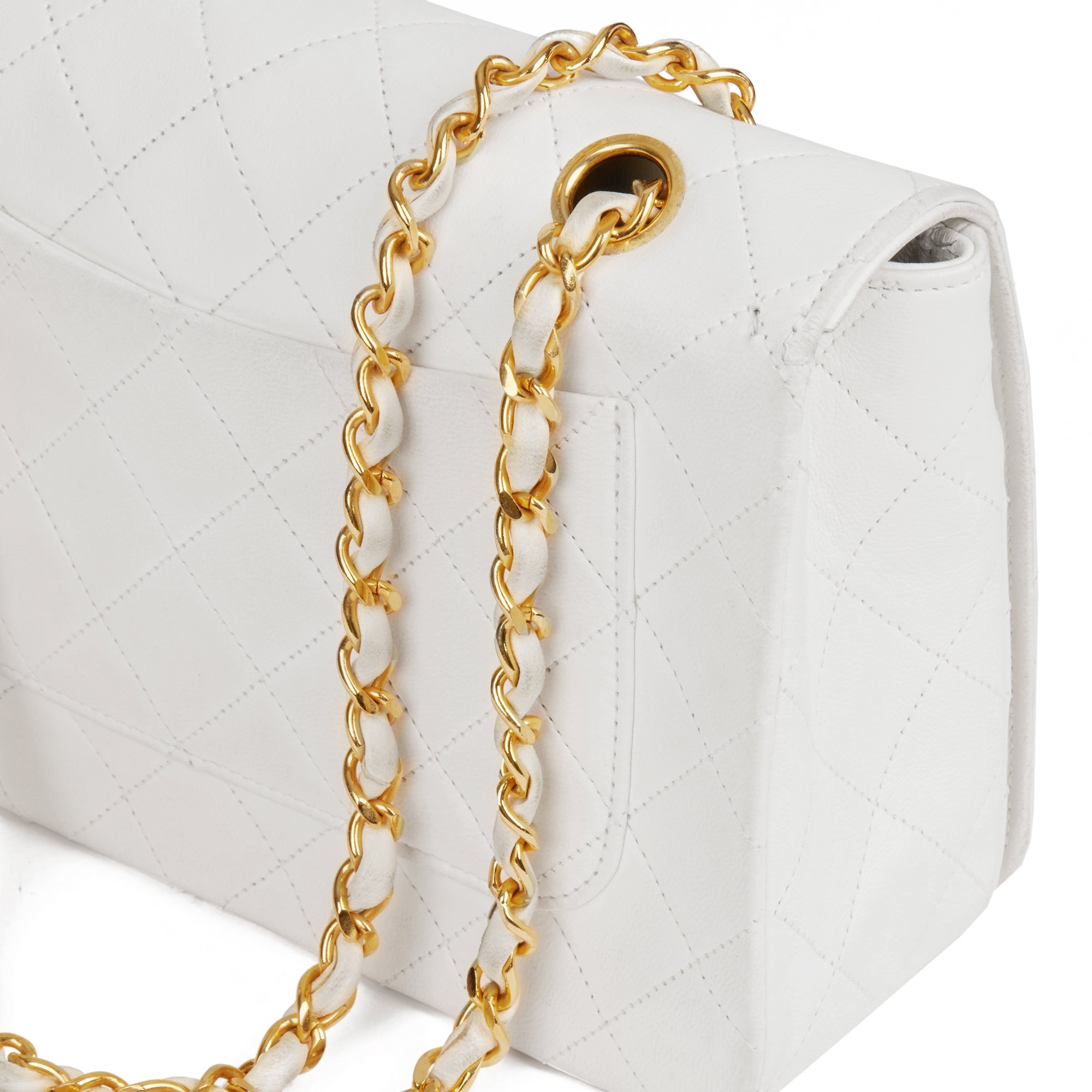 Chanel Ivory Quilted Lambskin Vintage Small Classic Single Full Flap Bag