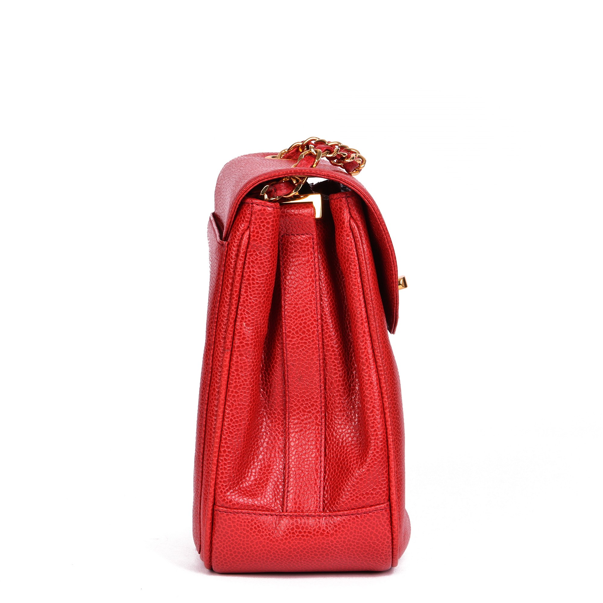 Chanel Red Caviar Leather Vintage XL Classic Single Flap Bag