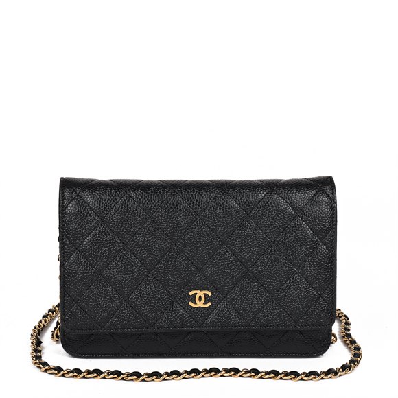 Chanel Black Quilted Caviar Leather Wallet-on-Chain WOC