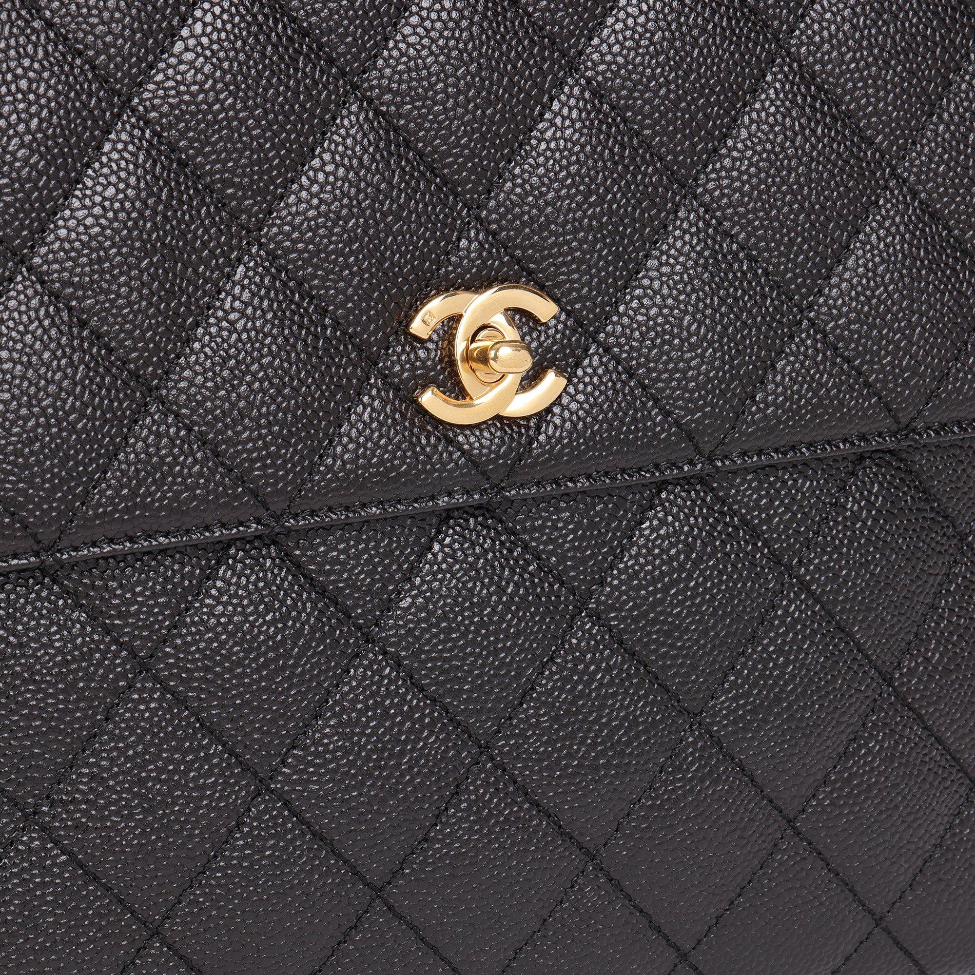 Chanel Black Quilted Caviar Leather Classic Kelly