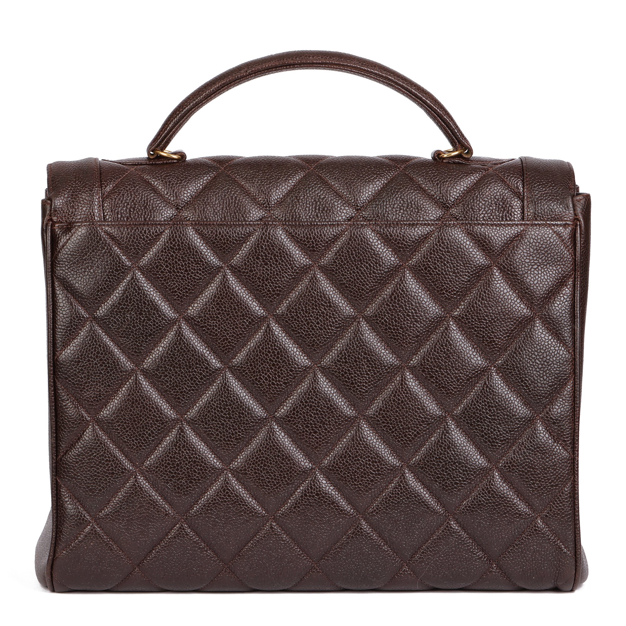 Chanel Chocolate Brown Quilted Caviar Leather Vintage Classic Kelly