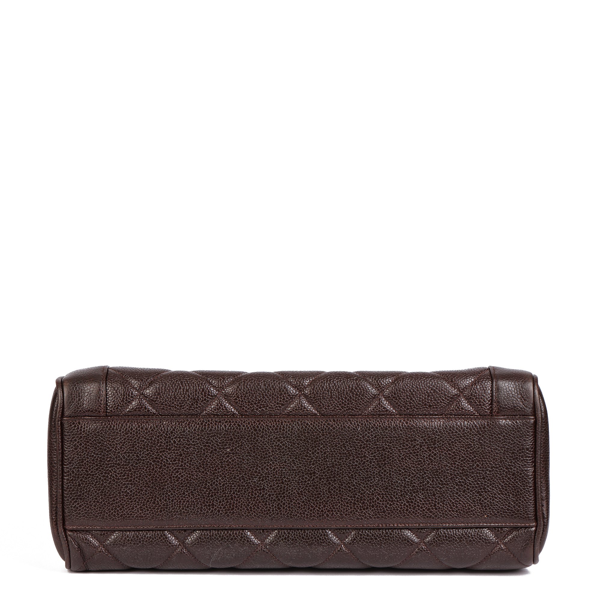 Chanel Chocolate Brown Quilted Caviar Leather Vintage Classic Kelly