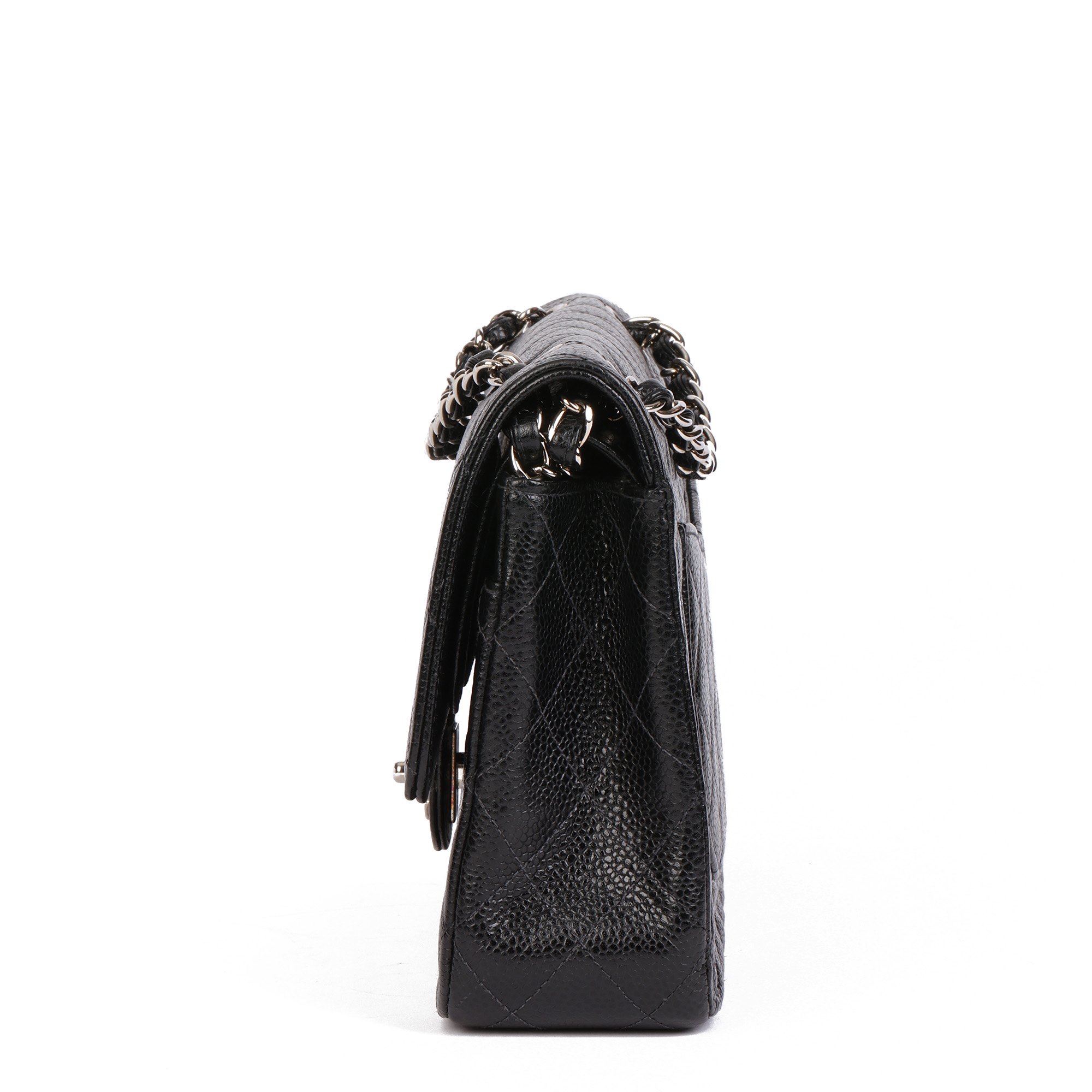 Chanel Black Quilted Caviar Leather Vintage Medium Classic Double Flap Bag