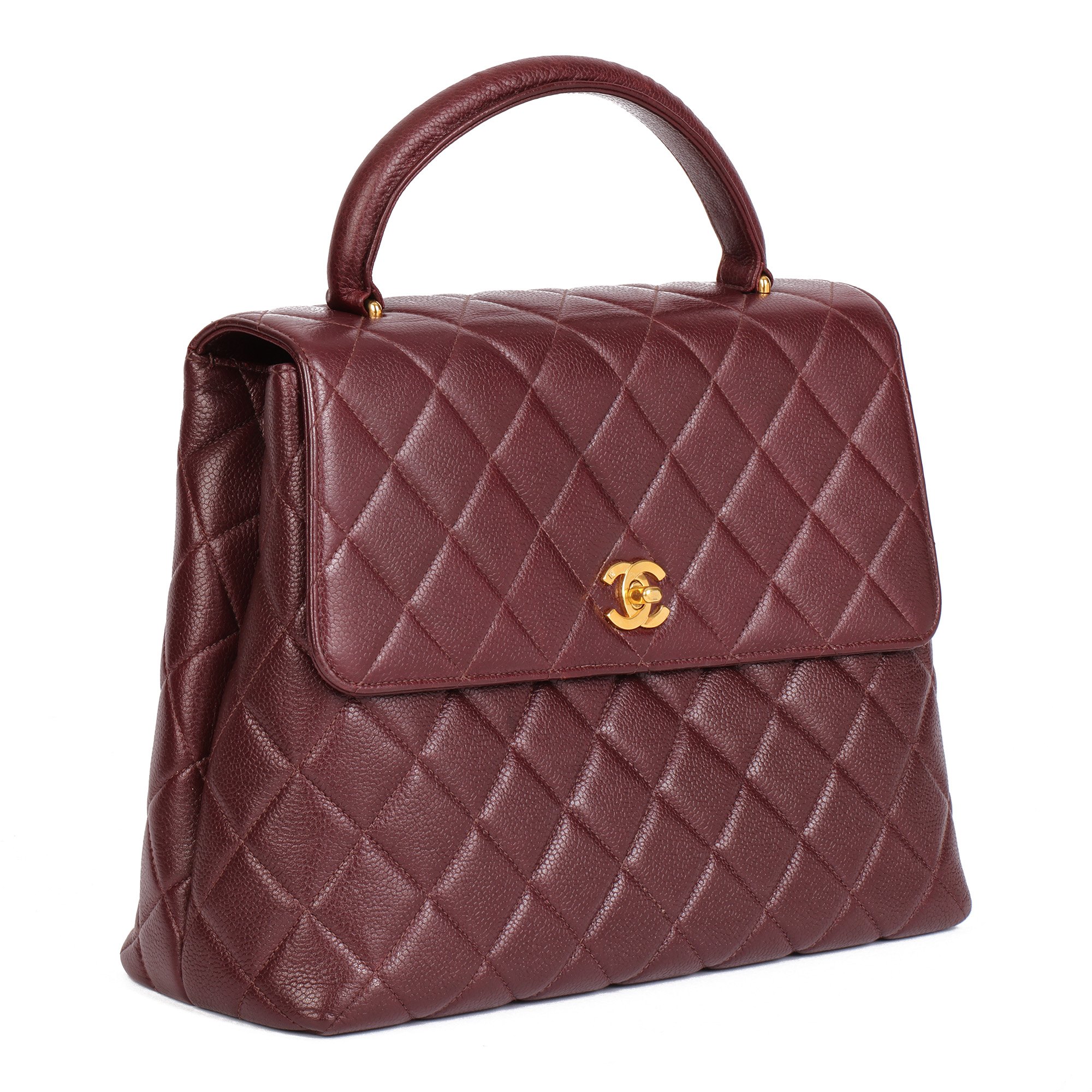 Chanel Bordeaux Quilted Caviar Leather Vintage Classic Kelly