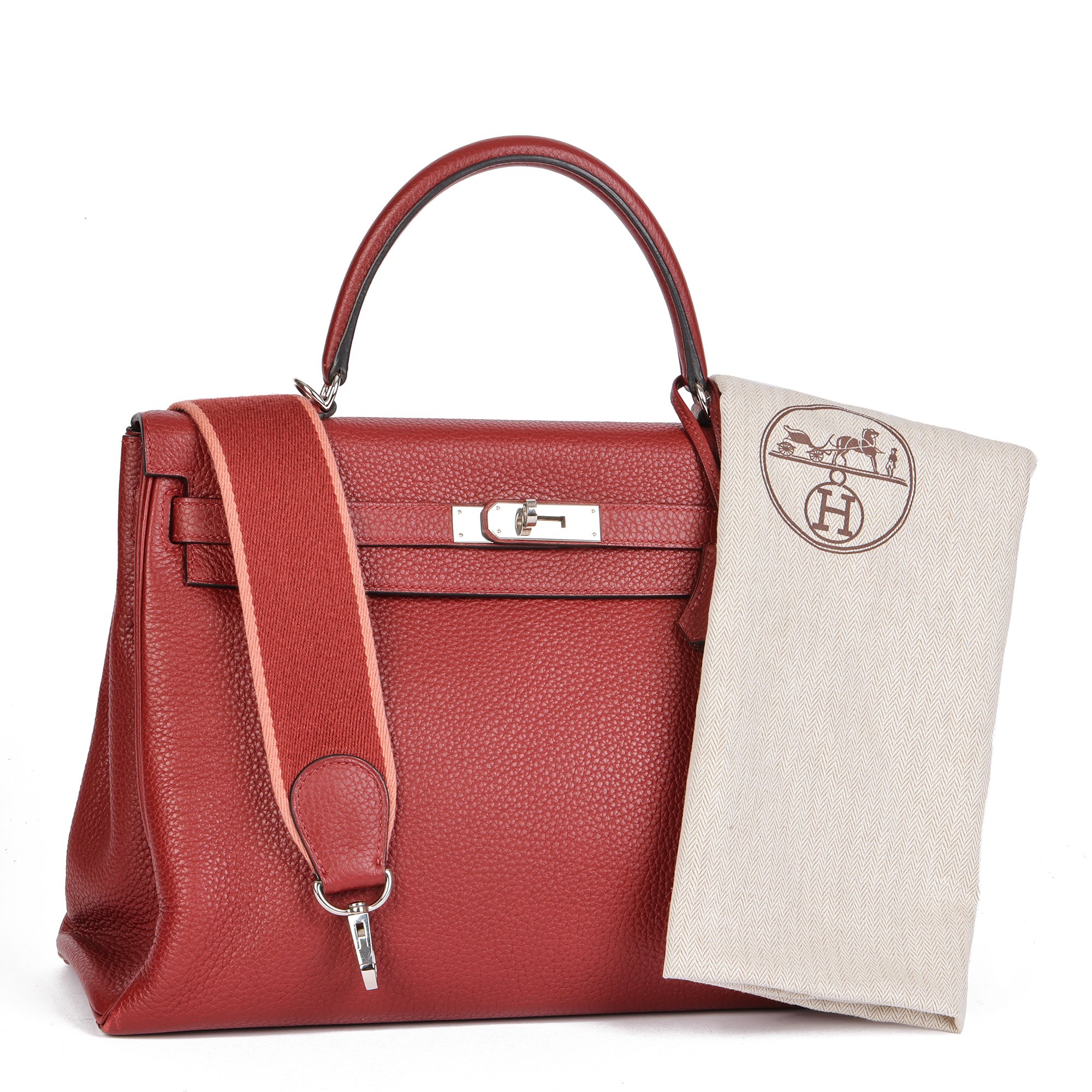 Hermès Rouge H Clemence Leather Amazone Kelly 35cm Retourne
