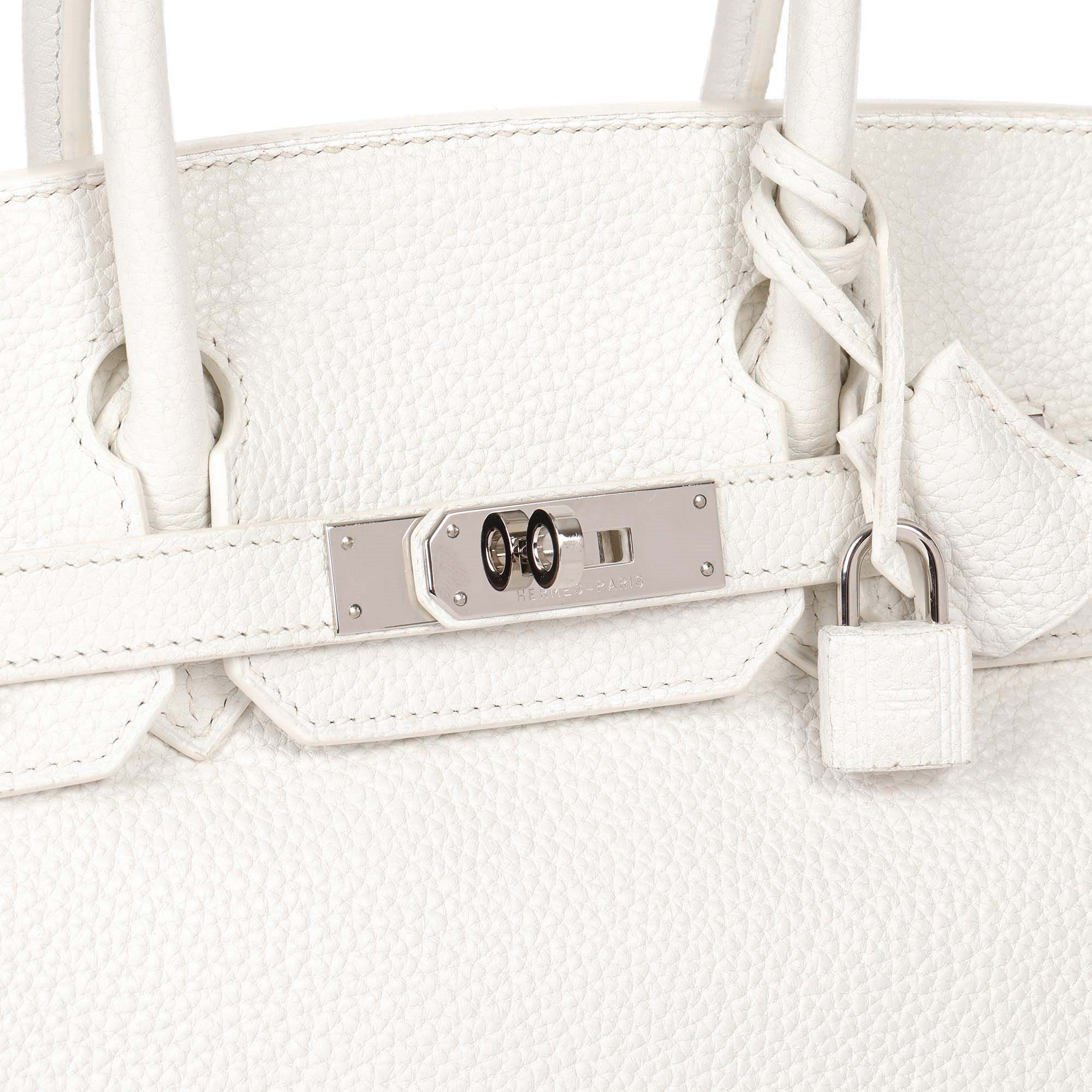 Hermès White Clemence Leather Birkin 30cm Retourne