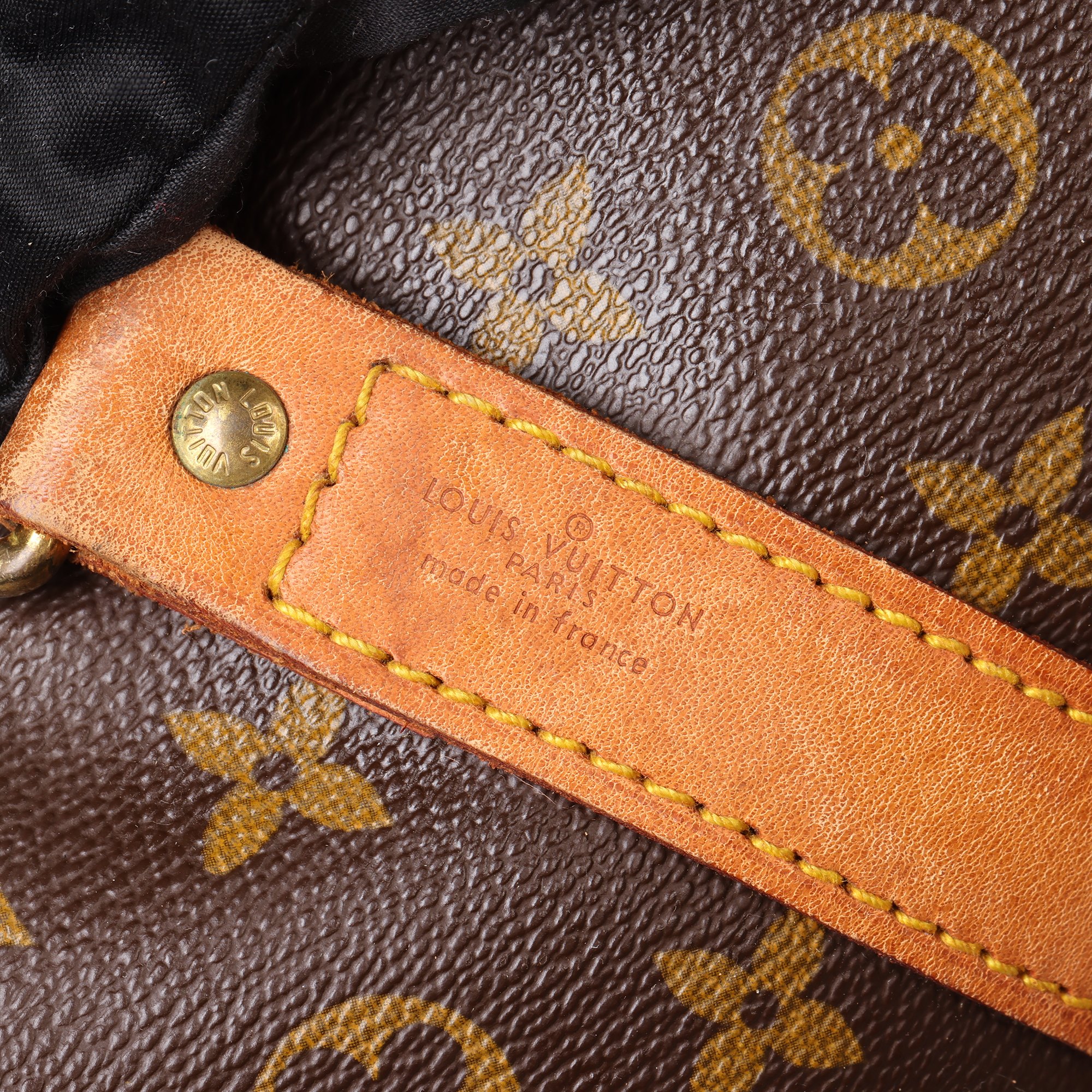 Louis Vuitton Brown Monogram Coated Canvas and Vachetta Leather Vintage Keepall 55 Bandoulière