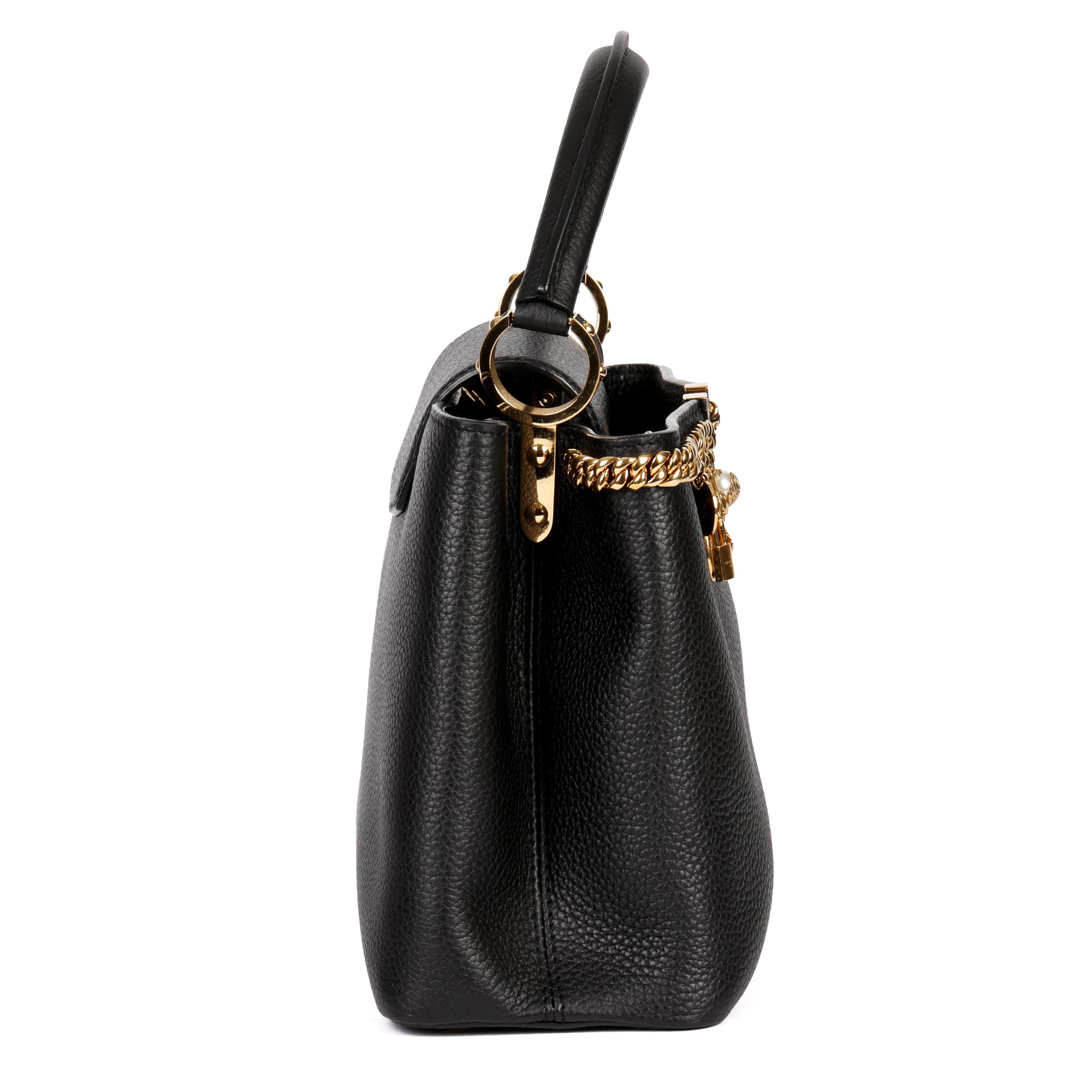Louis Vuitton Black Taurillion Leather Charm Capucines PM