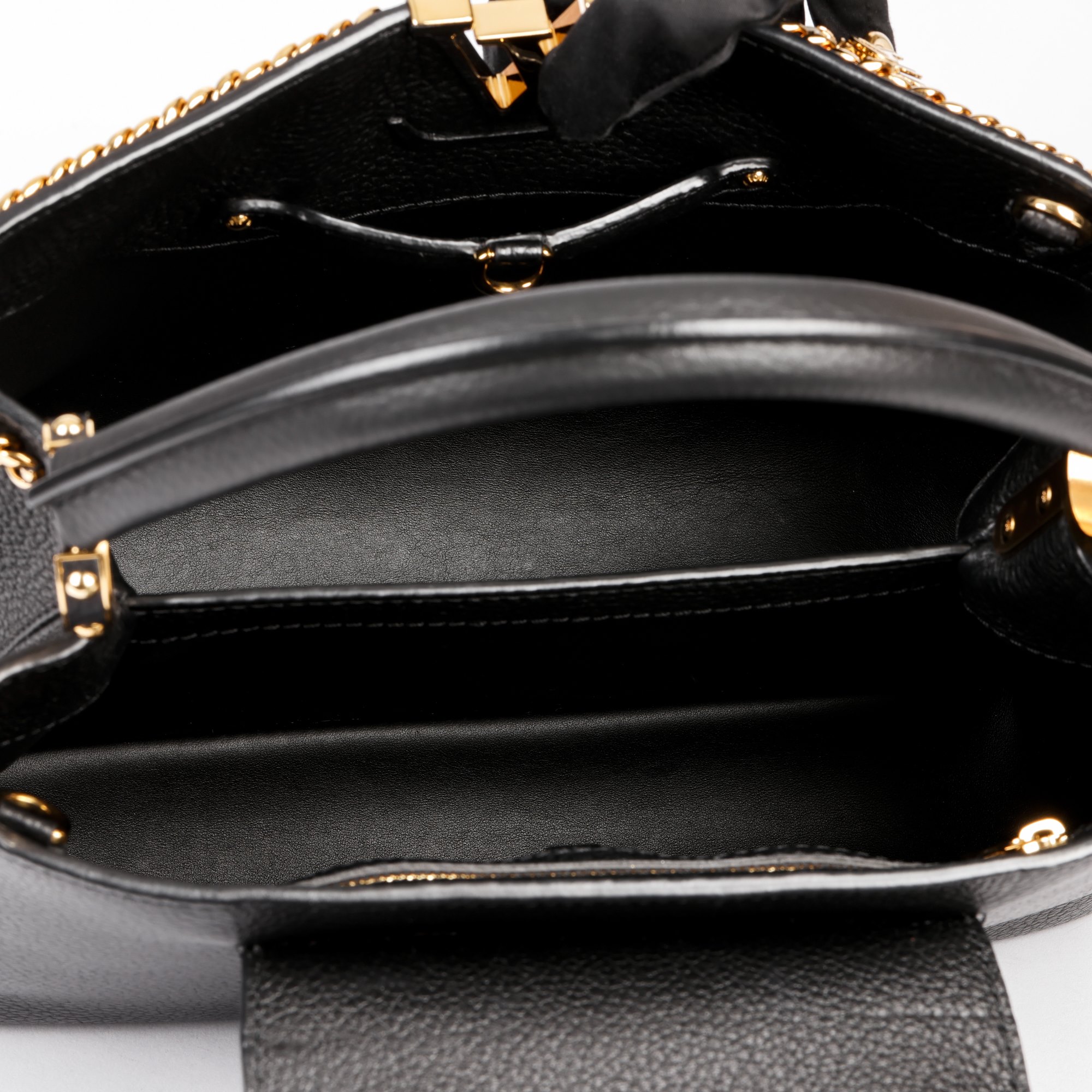 Louis Vuitton Black Taurillion Leather Charm Capucines PM