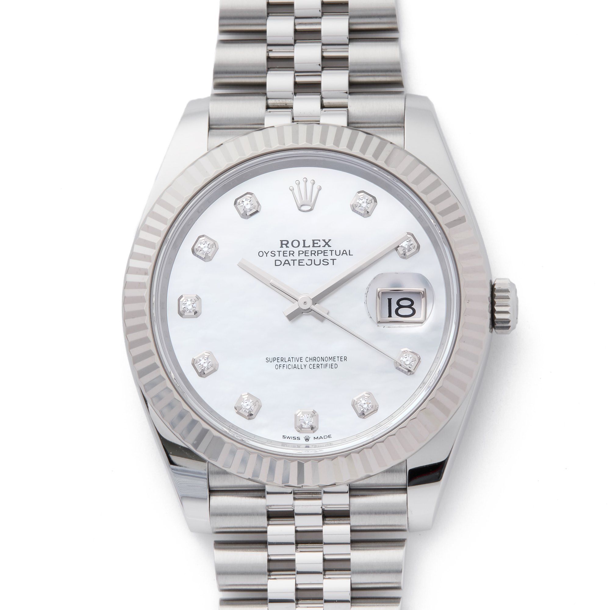 Rolex Datejust 41 Mother Of Pearl Diamond White Gold & Stainless Steel 126334