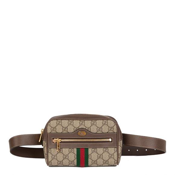 Gucci GG Supreme Canvas & Brown Pigskin Leather Web Small Orphidia Belt Bag
