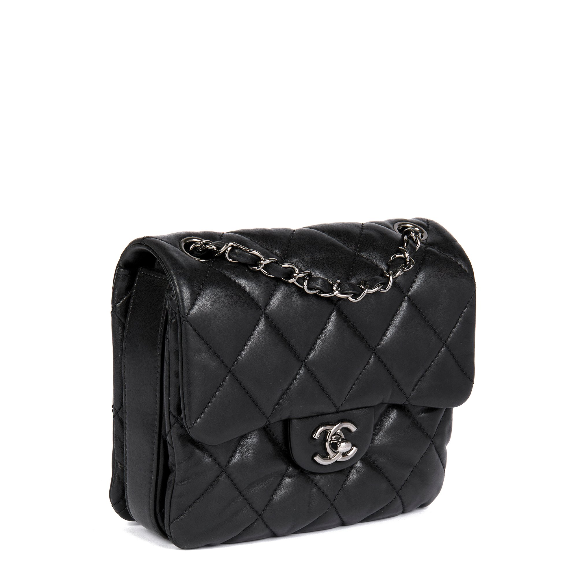 Chanel Black Quilted Lambskin Mini Triple Compartment Classic Single Flap Bag