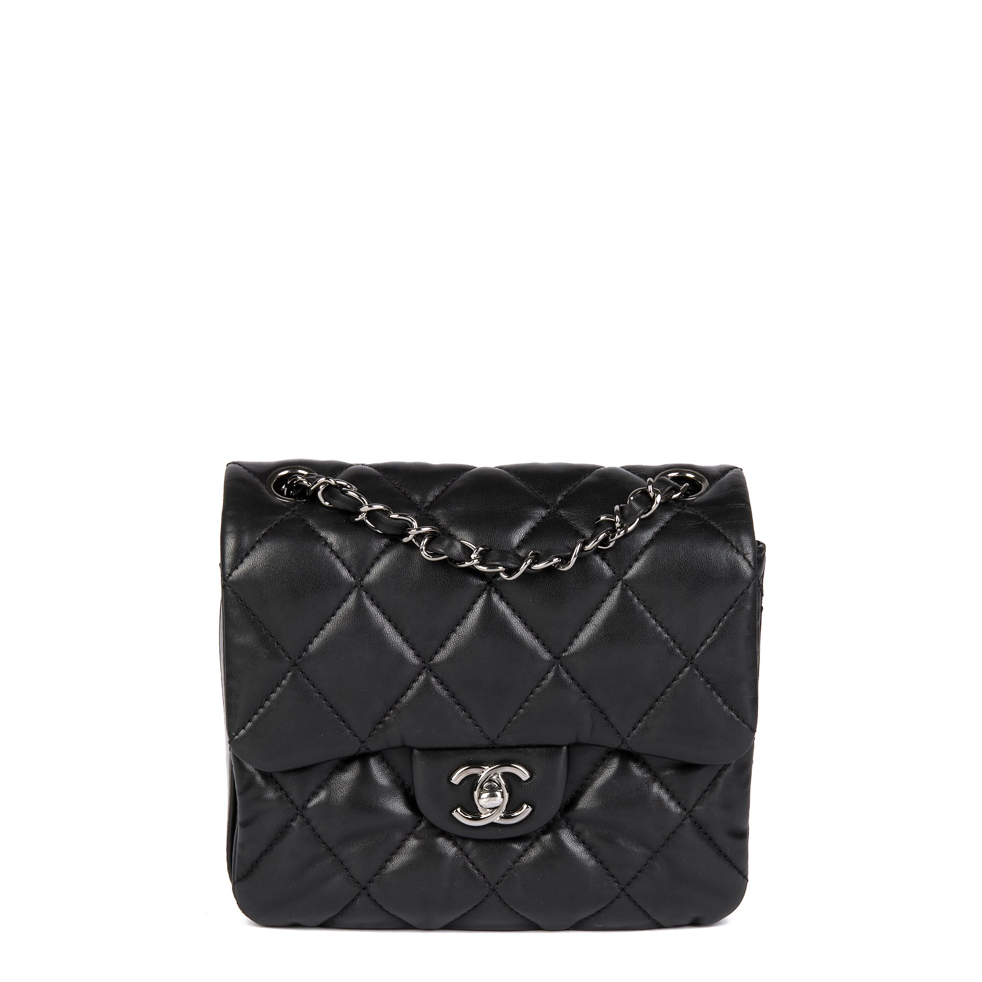 Chanel Black Quilted Lambskin Mini Triple Compartment Classic Single Flap Bag