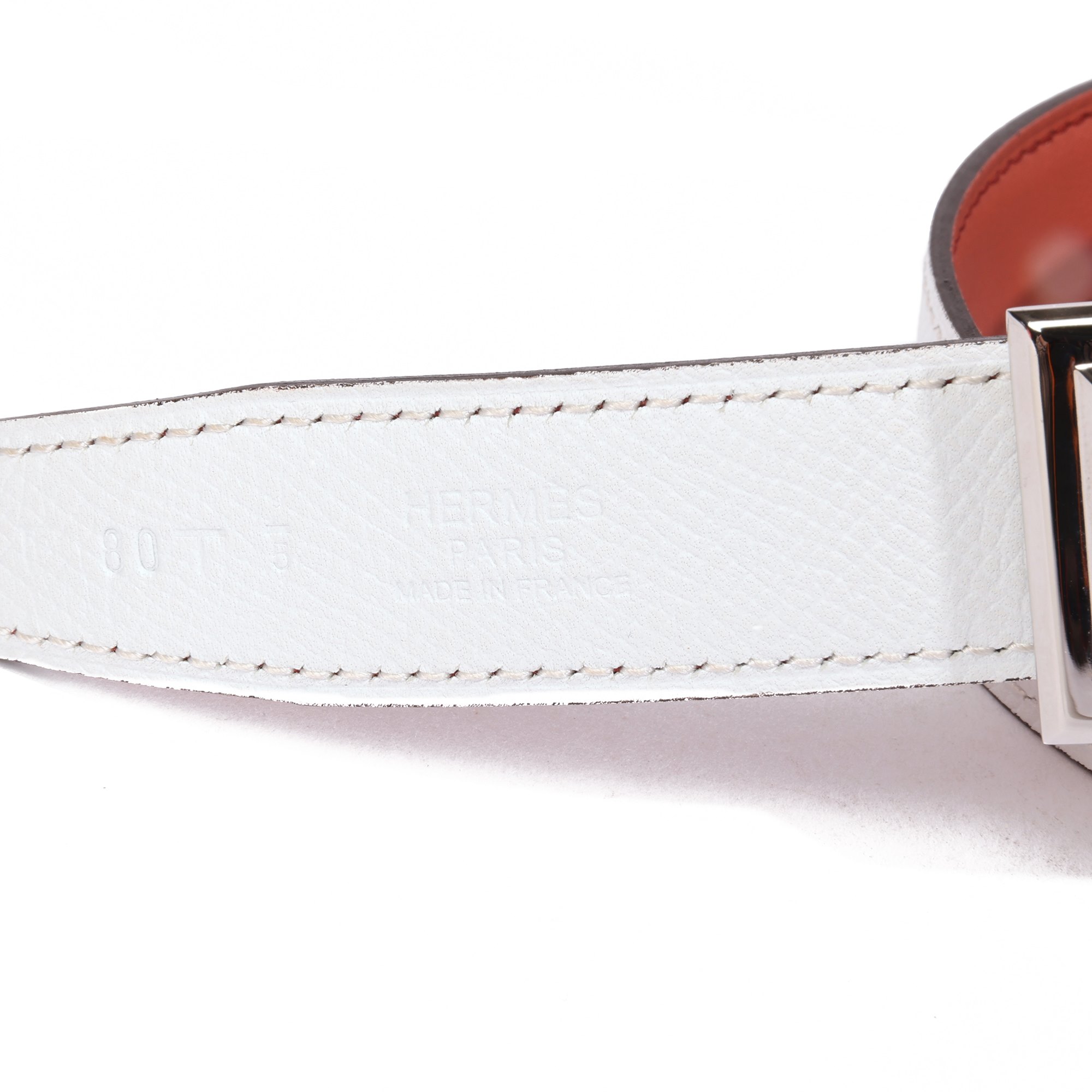 Hermès White Epsom & Brick Swift Rivale 18 belt