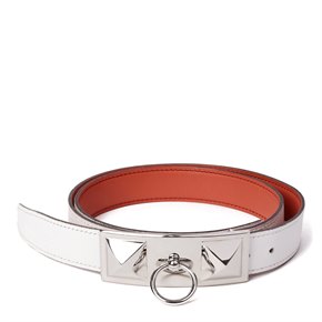 Hermès White Epsom & Brick Swift Rivale 18 belt