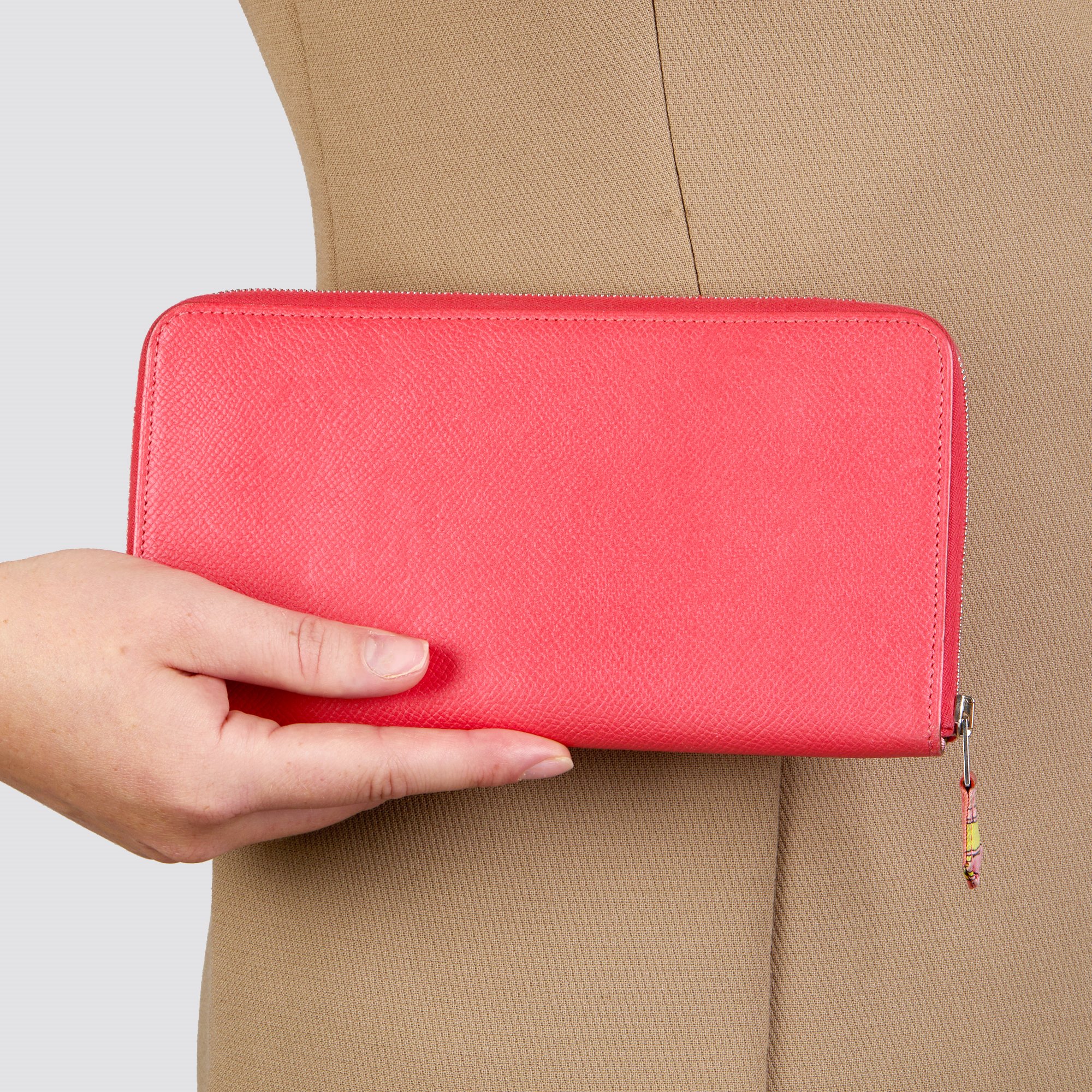 Hermès Rose Jaipur Epsom Leather Silk'In Classique Long Wallet