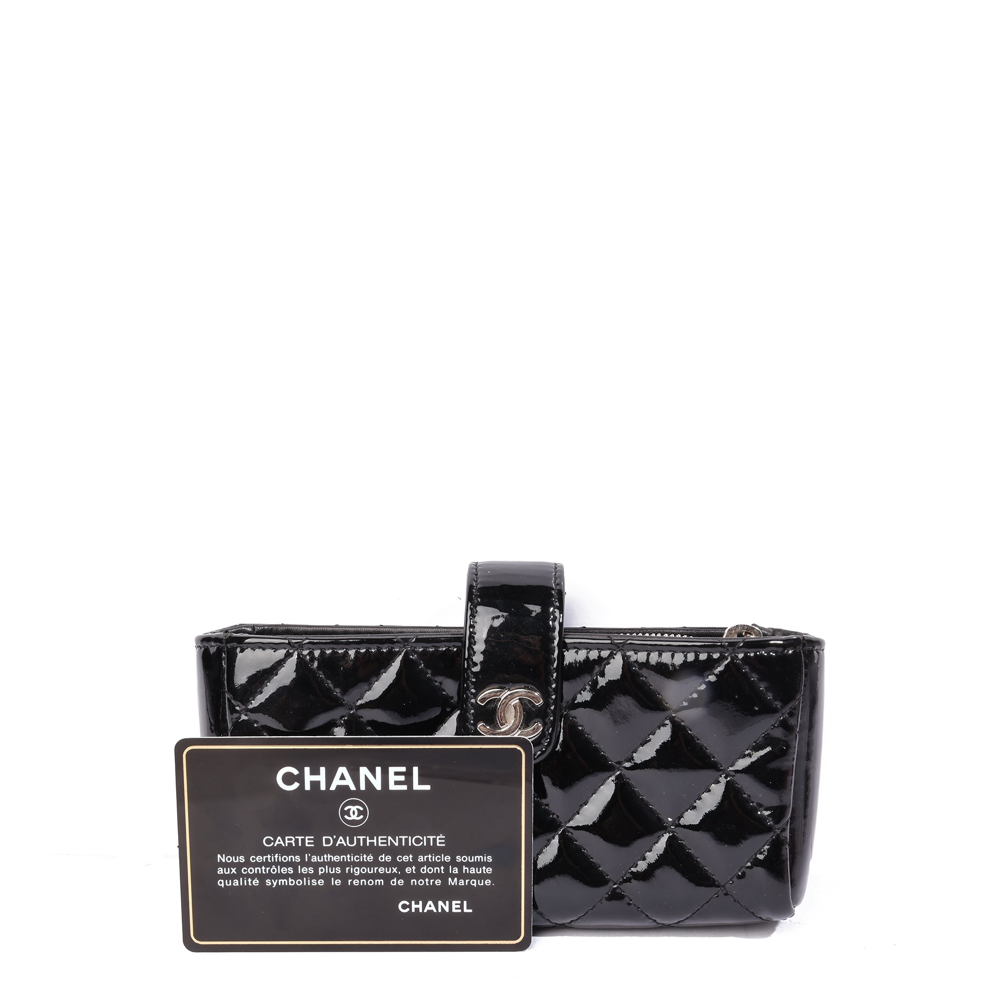 Chanel Black Quilted Patent Calfskin Mini Pouch