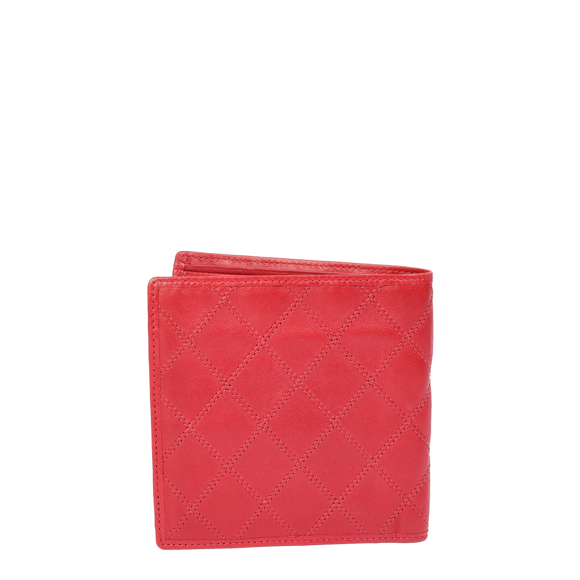 Chanel Red Quilted Lambskin Vintage Bi-Fold Wallet