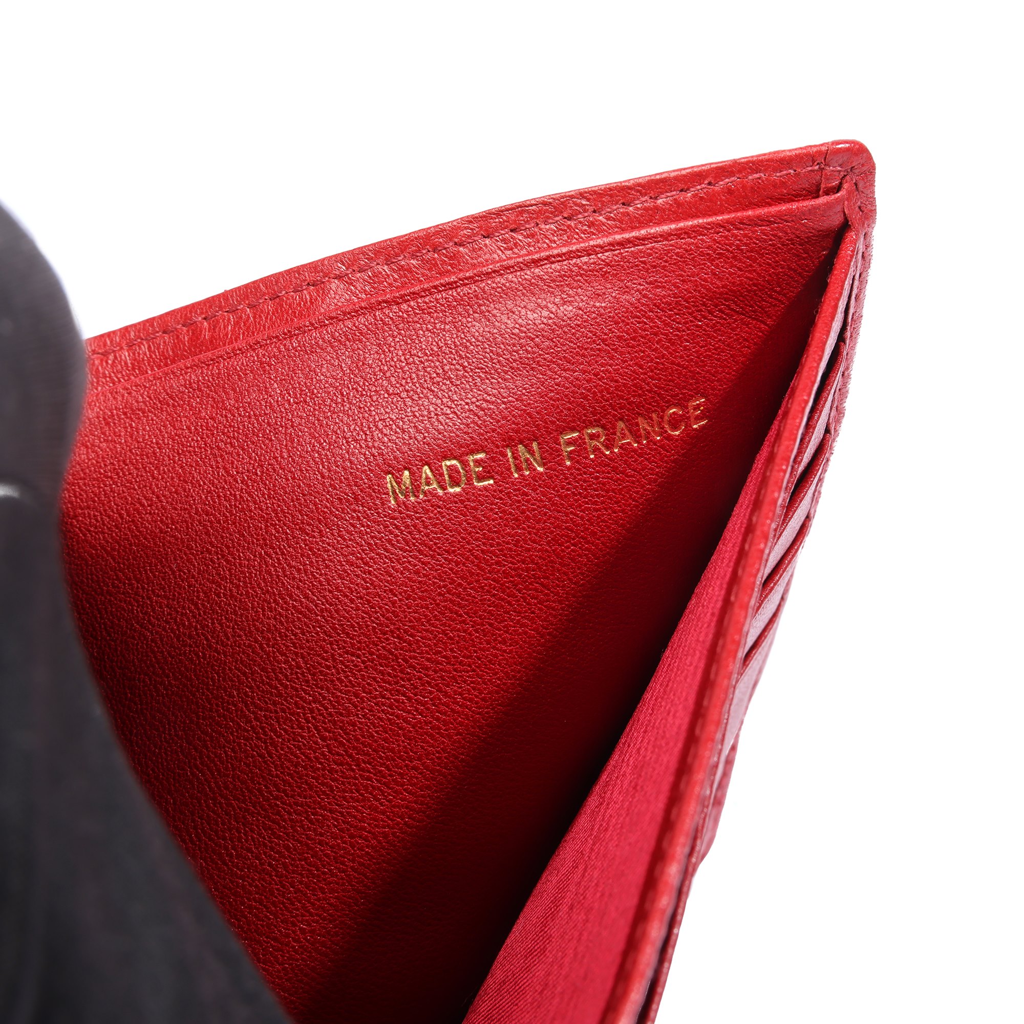 Chanel Red Quilted Lambskin Vintage Bi-Fold Wallet