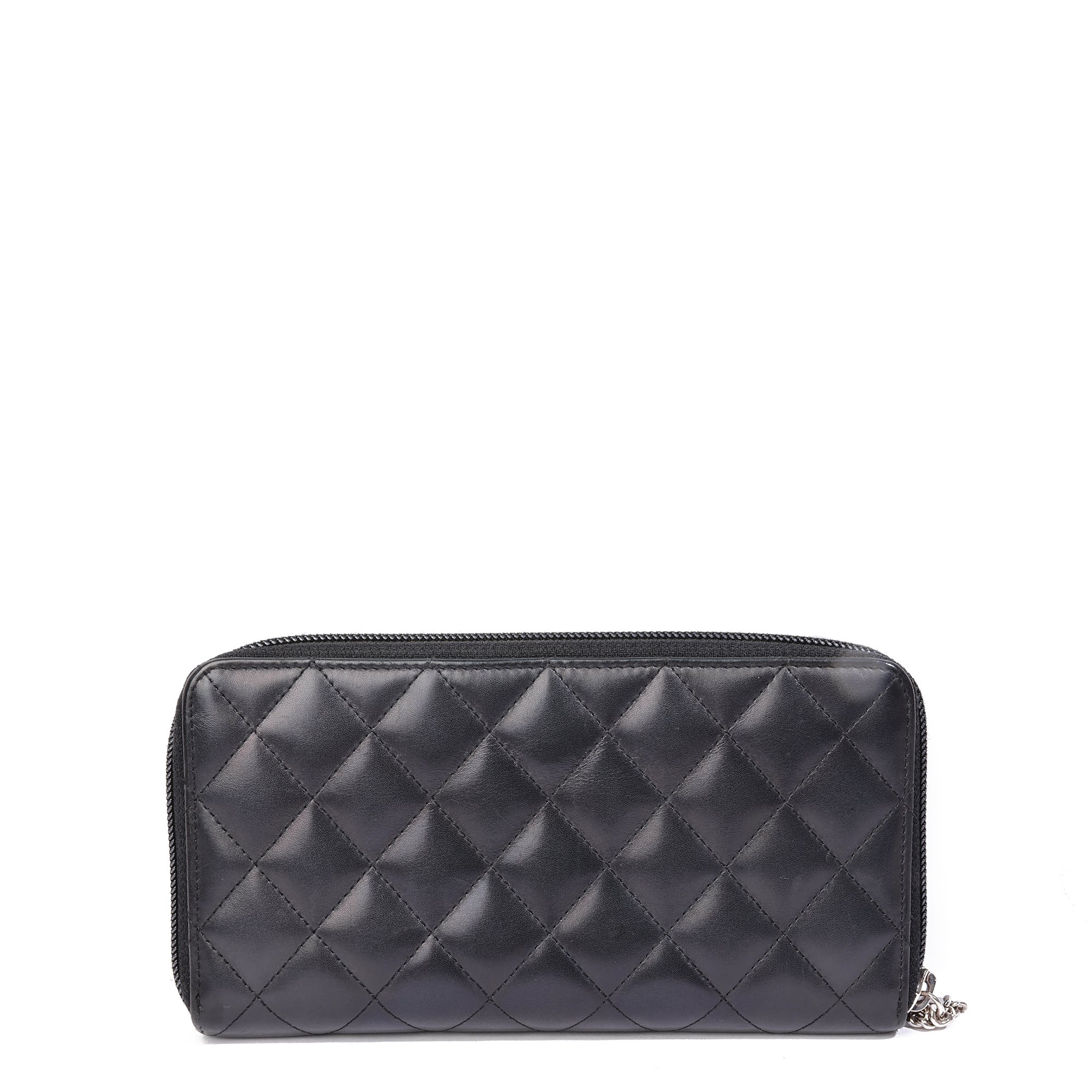 Chanel Black Quilted Lambskin & Patent Leather Ligne Cambon Long Wallet