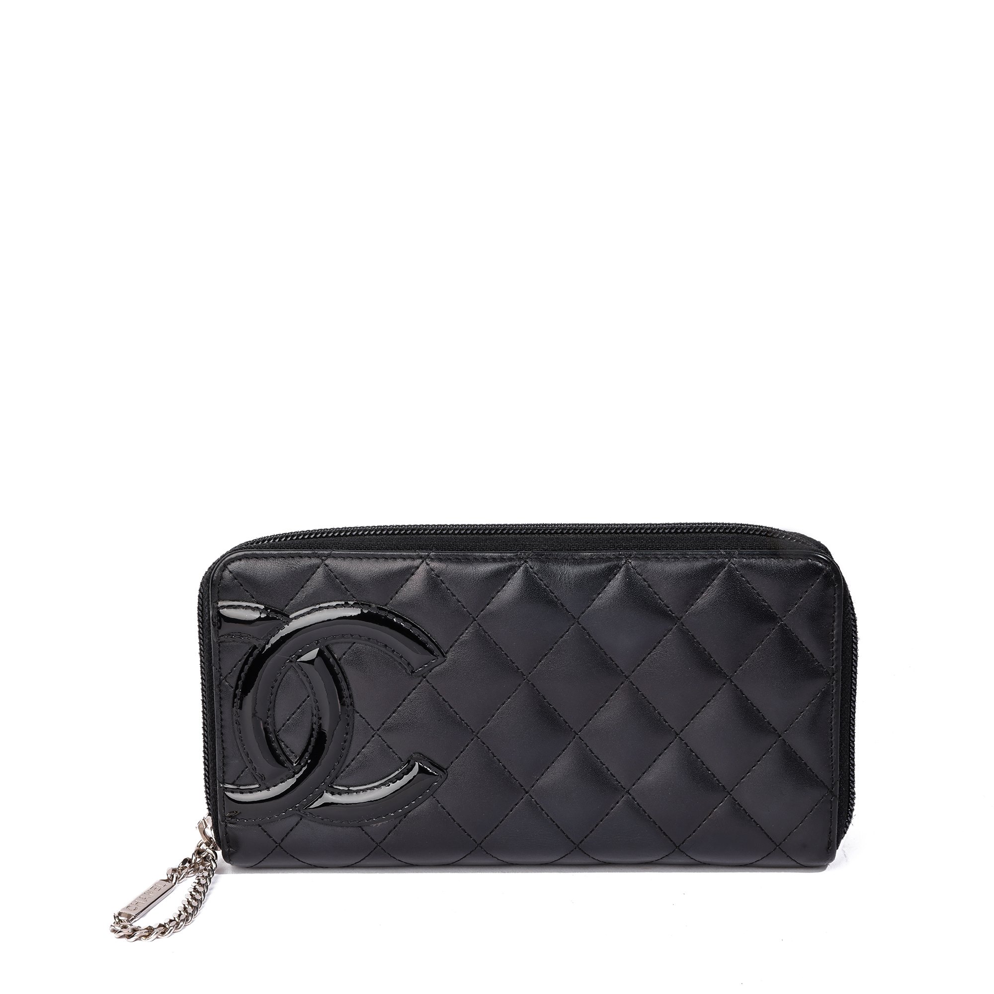 Chanel Black Quilted Lambskin & Patent Leather Ligne Cambon Long Wallet