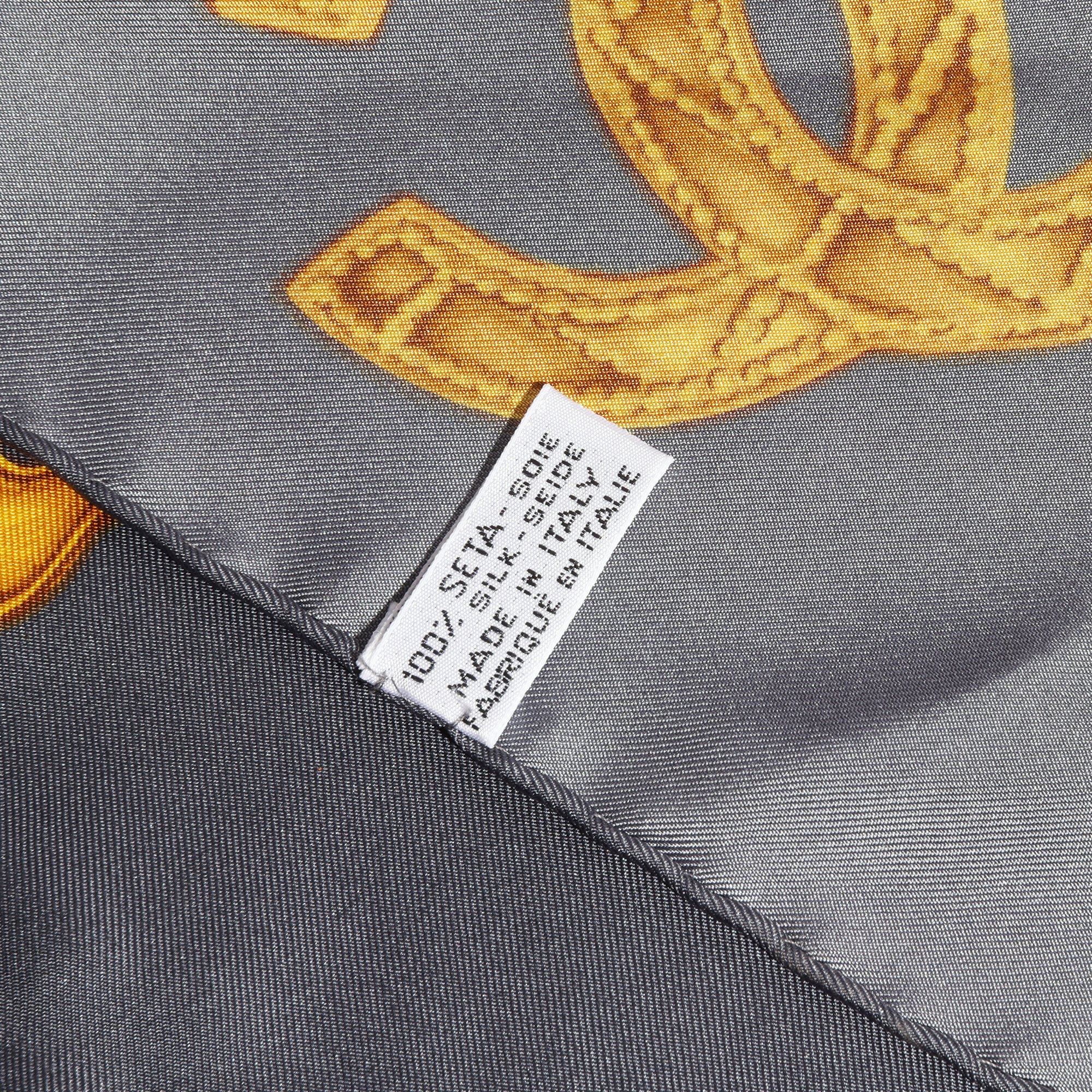 Chanel Dusty Navy & Gold Silk Vintage CC Chain Scarf
