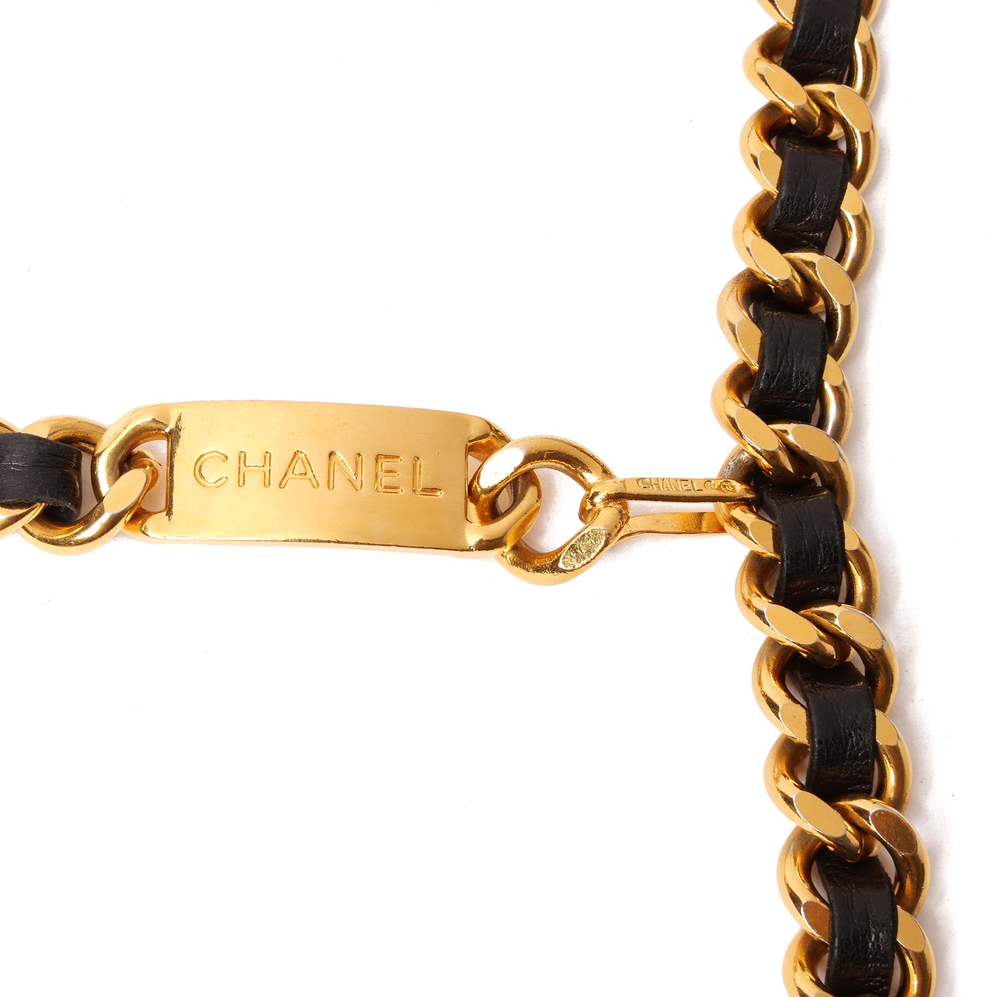 Chanel Black Interlaced Lambskin & Gold Vintage Chunky Coin Chain Belt