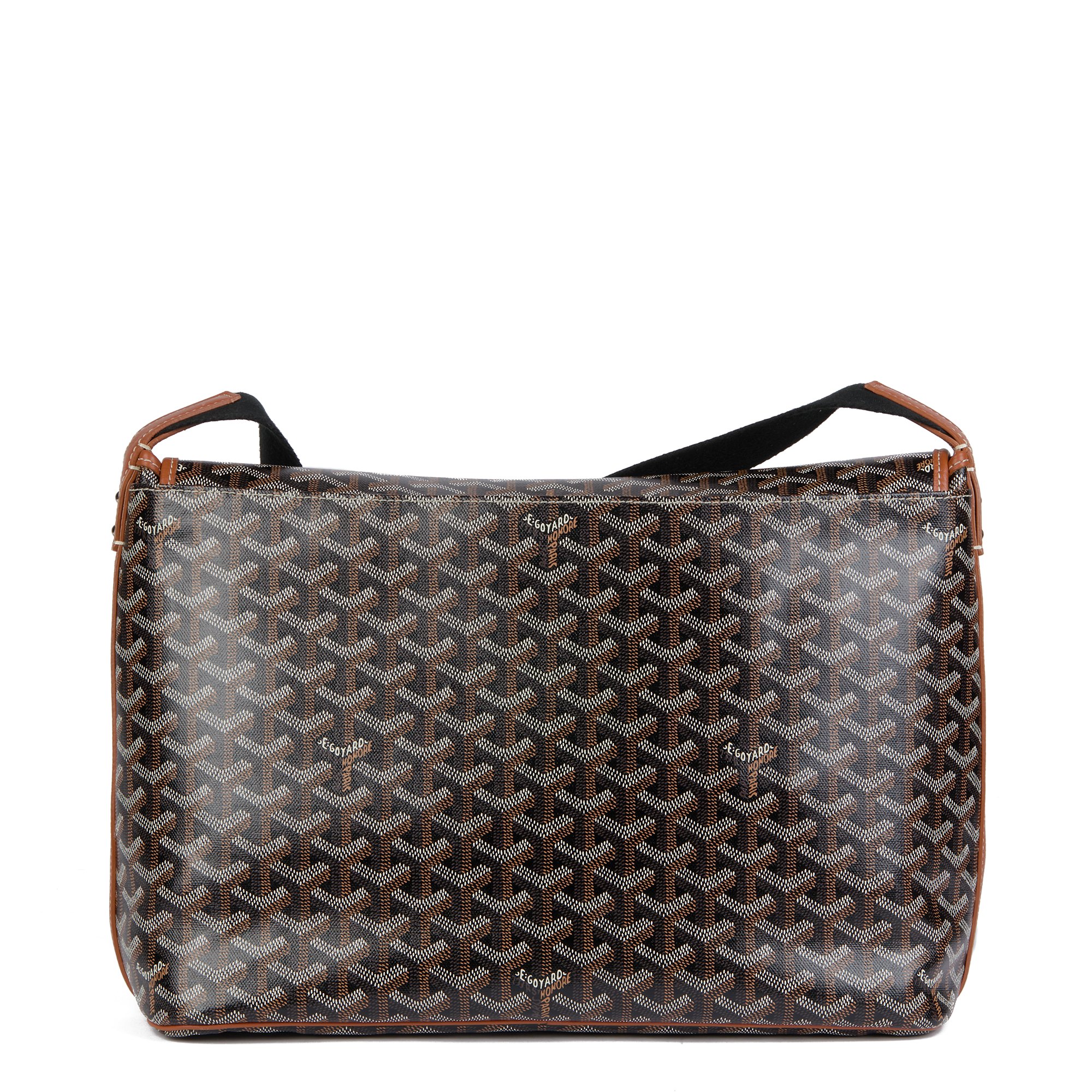 Goyard Black Chevron Goyardine Canvas & Brown Chevroches Calfskin Leather Capetian Messenger MM