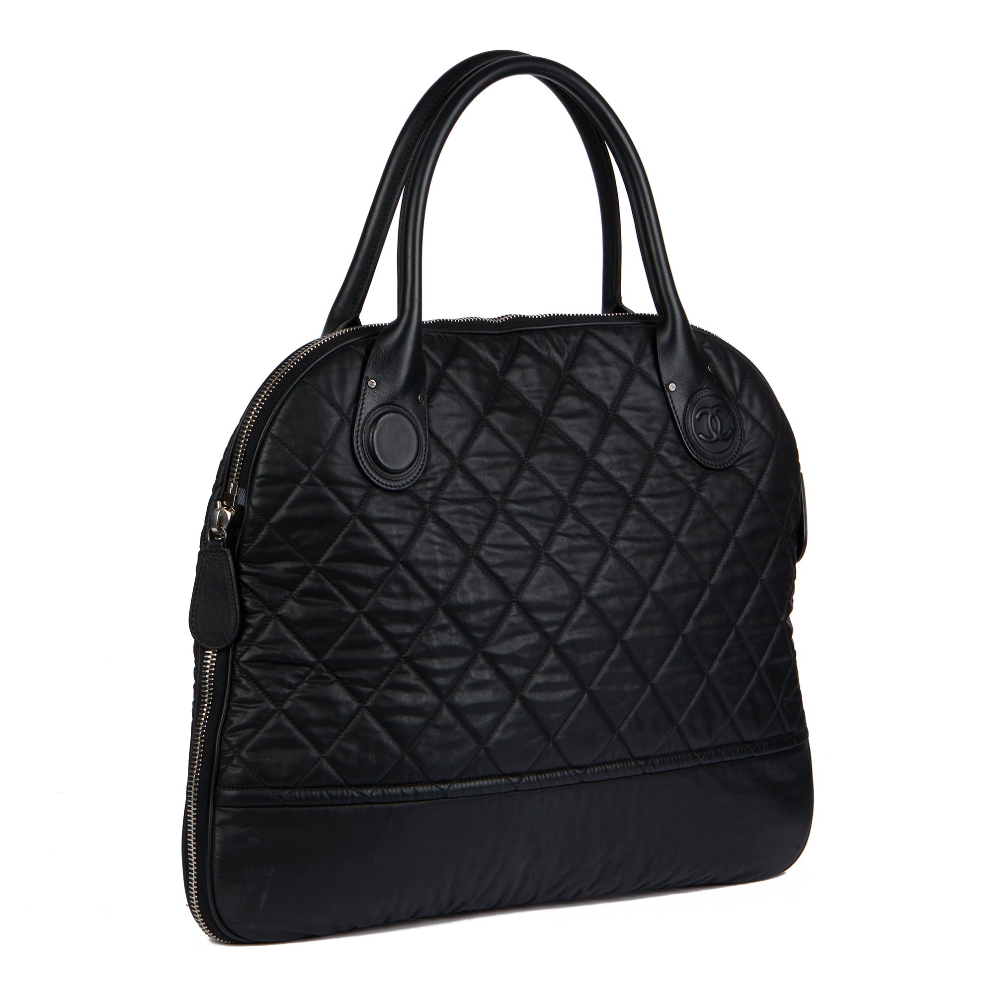 Chanel Black Quilted Nylon & Calfskin Leather Cocoon Dome Tote