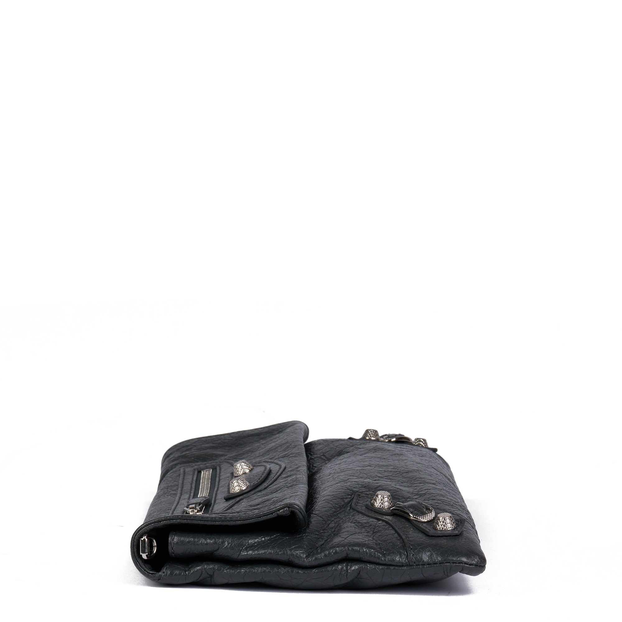 Balenciaga Dark Grey Agneau Lambskin Envelope Shoulder Clutch