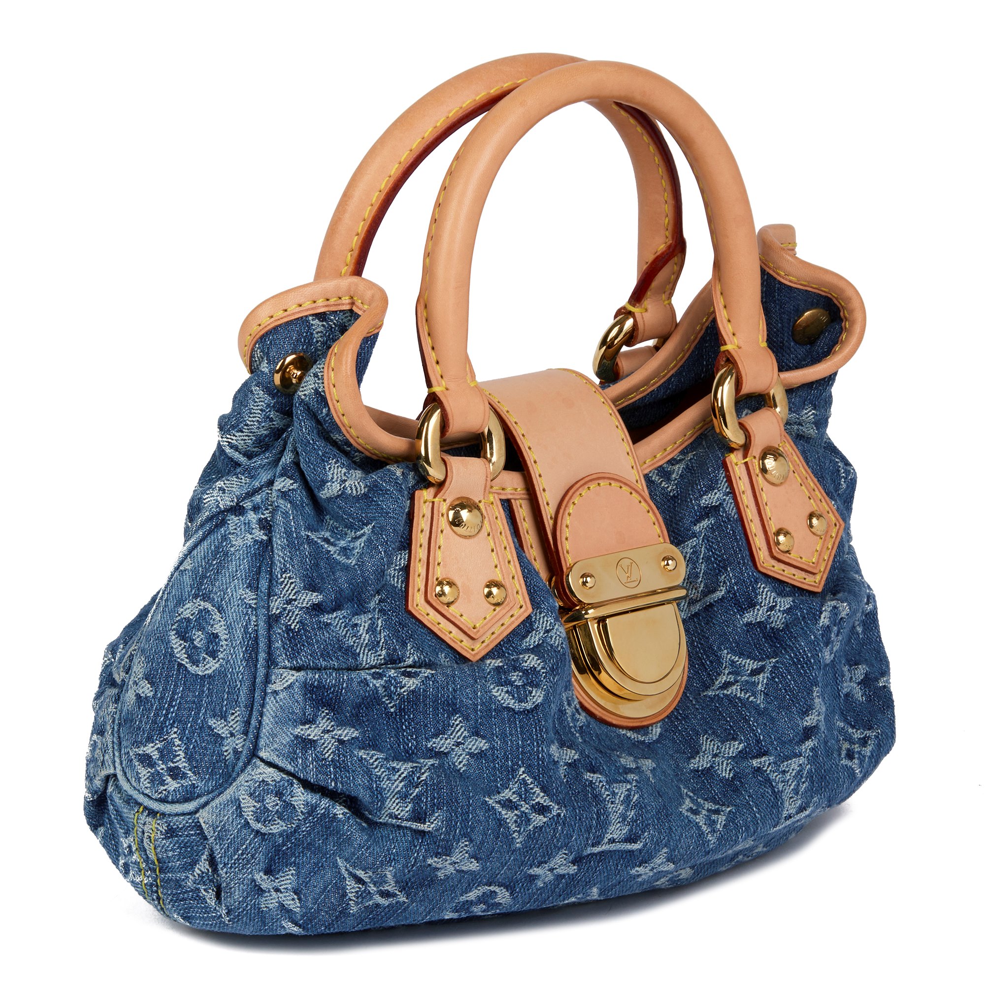 Louis Vuitton Blue Monogram Denim & Vachetta Leather Pleaty