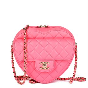 Chanel Pink Quilted Lambskin Love Heart Bag
