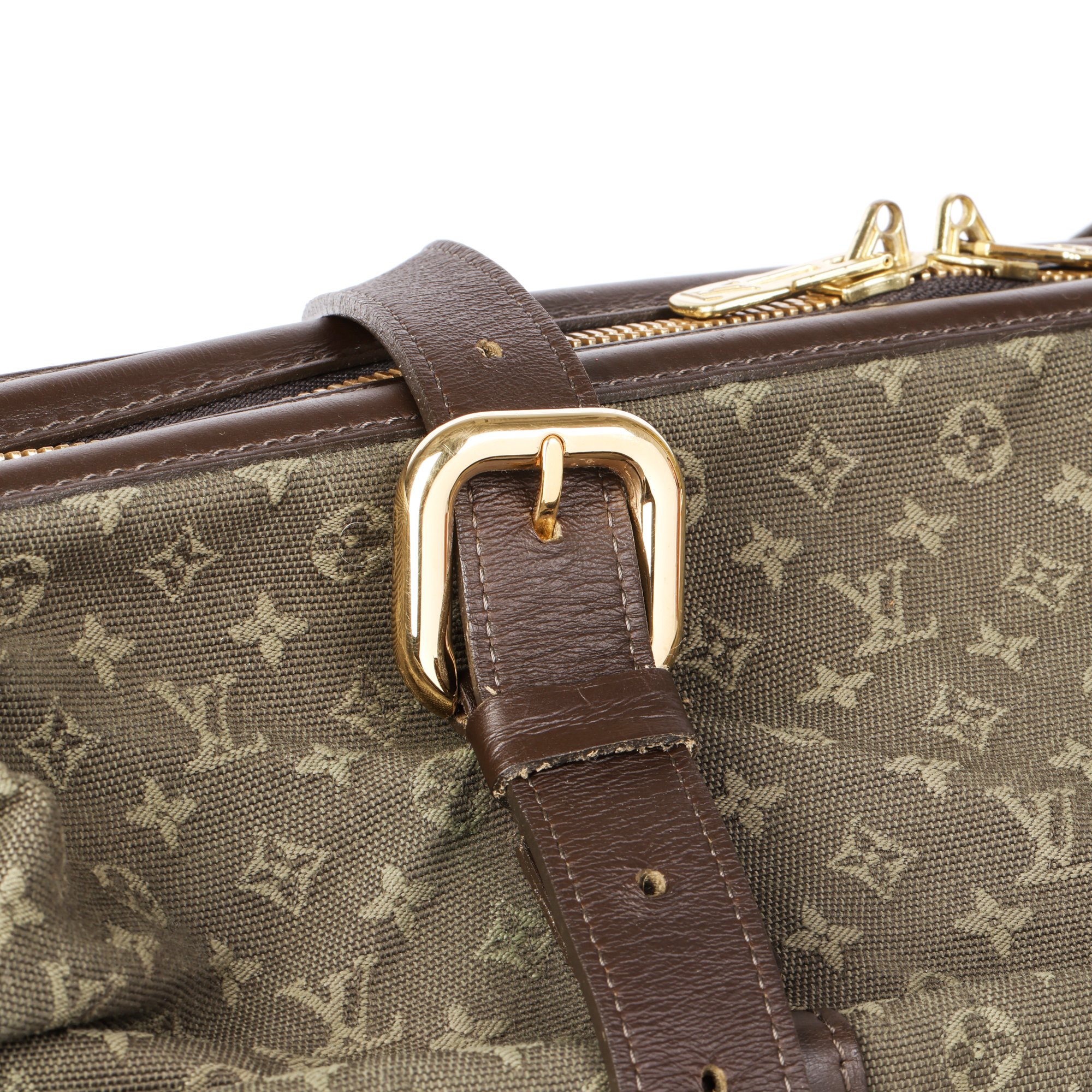 Louis Vuitton Khaki Mini Lin Monogram Linen & Brown Calfskin Leather Vintage Louise